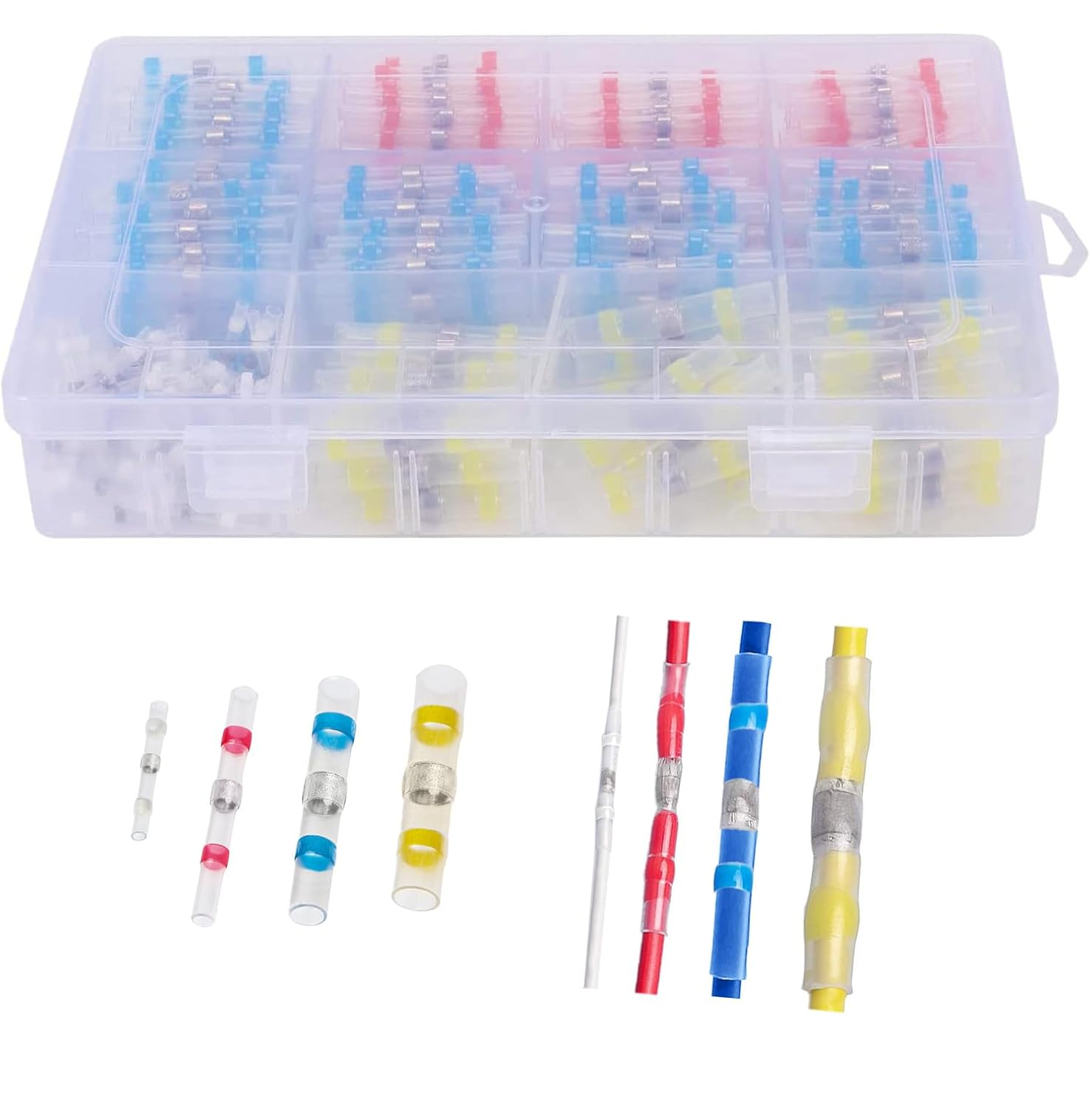 RINGSUN 100Pcs Electrical Connectors, Heat Shrink Butt Connectors, Solder Seal Wire Connectors, Waterproof Solder Seal Heat Shrink Wire Terminal Connectors Kit