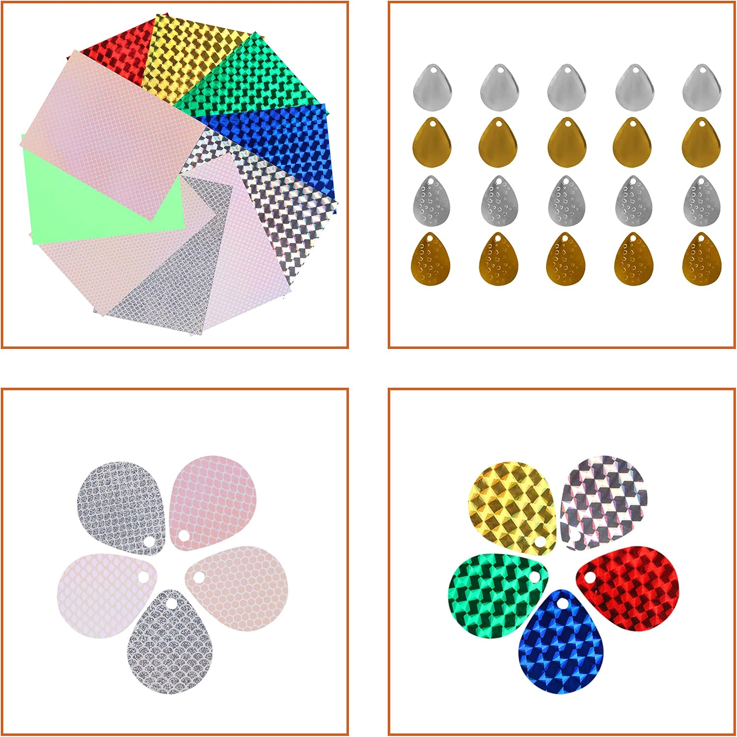 Fishing Spinner Bait Making Kit, 261Pcs DIY Fishing Lure Making Kit Buzzbait Spinnerbait Colorado Blades Fishing Spoon Rigs Treble Hook Make Your Own Lures for Bass Trout Walleye Spinner image number 4