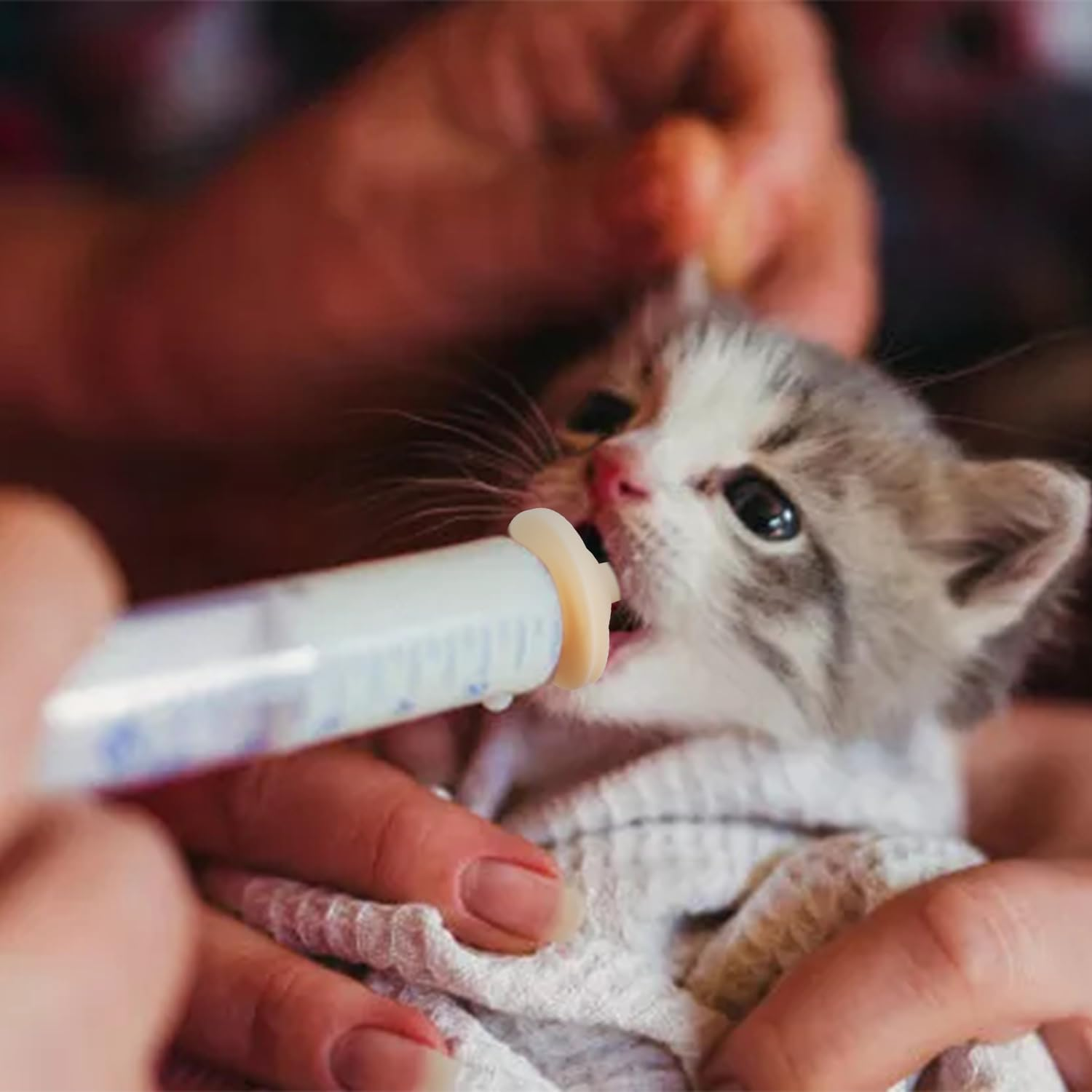 Luter 8 Packs Nipples with Syringe for Pets, Silicone Nipple Teat, Portable Puppy Feeder for Newborns, Puppies, Kittens, Rabbits, Instead of Feeding Bottles (9 Combinations) image number 4