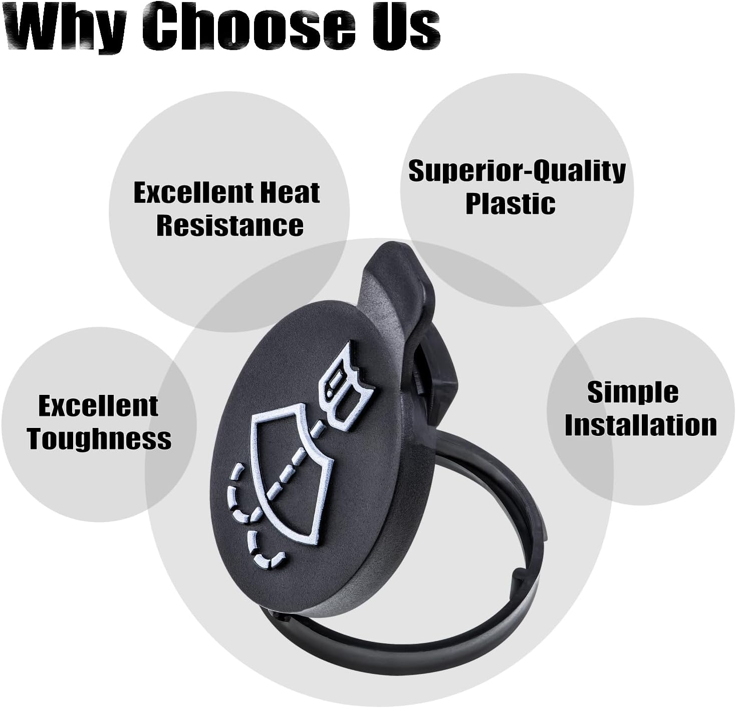 MEAJOO 1PCS Windshield Wiper Washer Fluid Reservoir Cap Tank Bottle Cap OEM 13227300 12767700 19172571 12788573 4563292 (Black) image number 4