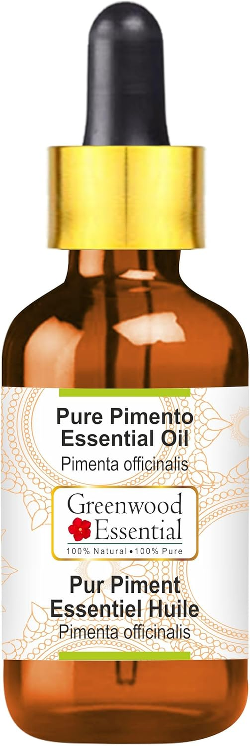 Greenwood Essential Pure Pimento Essential Oil (Pimenta Officinalis) with Glass Dropper Steam Distilled for Personal Care 50Ml (1.69Oz)