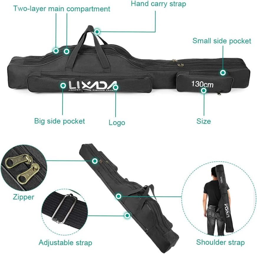 Mingzhe 130Cm Fishing Bag Portable Folding Fishing Rod Reel Bag Fishing Pole Gear Tackle Tool Carry Case Carrier Travel Bag Storage Bag Organizer image number 1