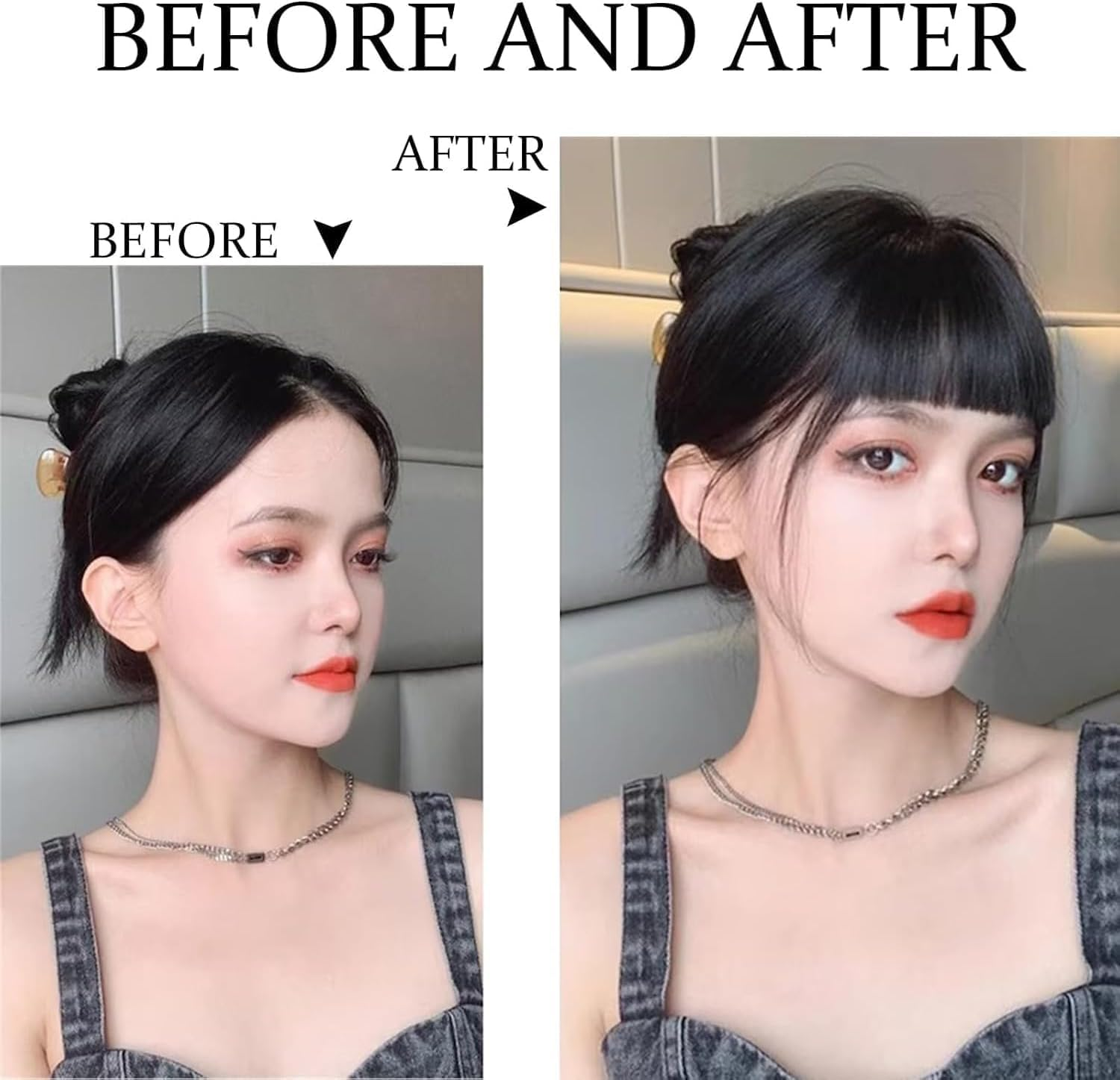 Clip in Bangs - Real Human Hair Extensions for Women,Brown Clip on Wispy Bangs with Temples, Natural Curved Hairpieces for Daily Wear (Light Brown, 6 Inch)