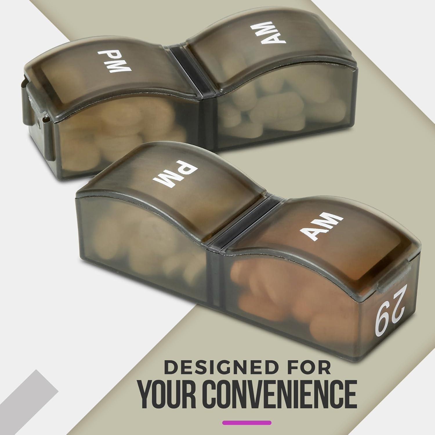 Monthly Pill Organizer - Am/Pm Daily Pill Organizer 32 Compartments for Each Day, Pill Dispenser and Dispenser Caddy That Helps You Organize Your Life