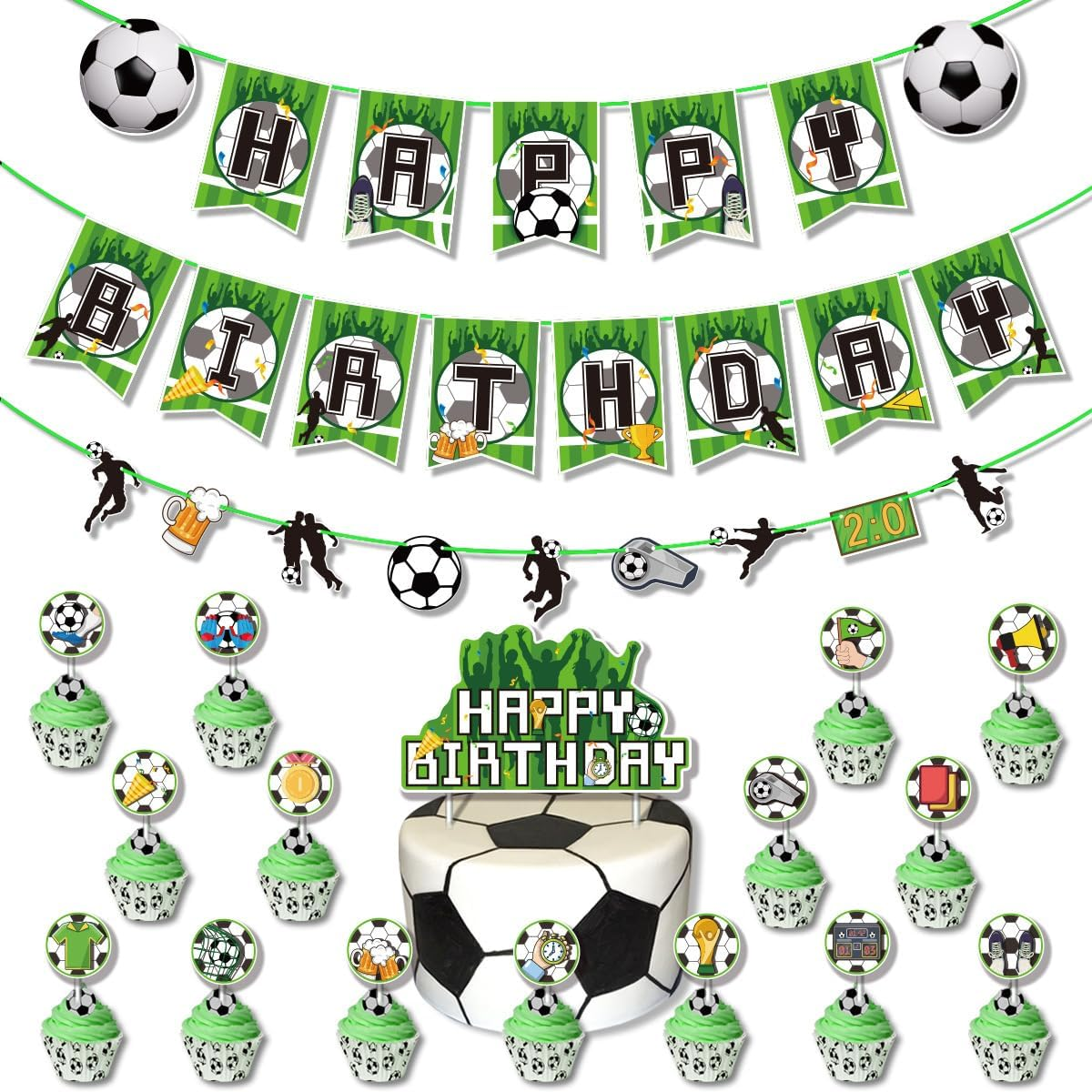 Soccer Balloons Birthday Decorations Party Supplies Soccer Happy Birthday Banner Soccer Latex Foil Balloons Cake Topper Cupcake Topper image number 4