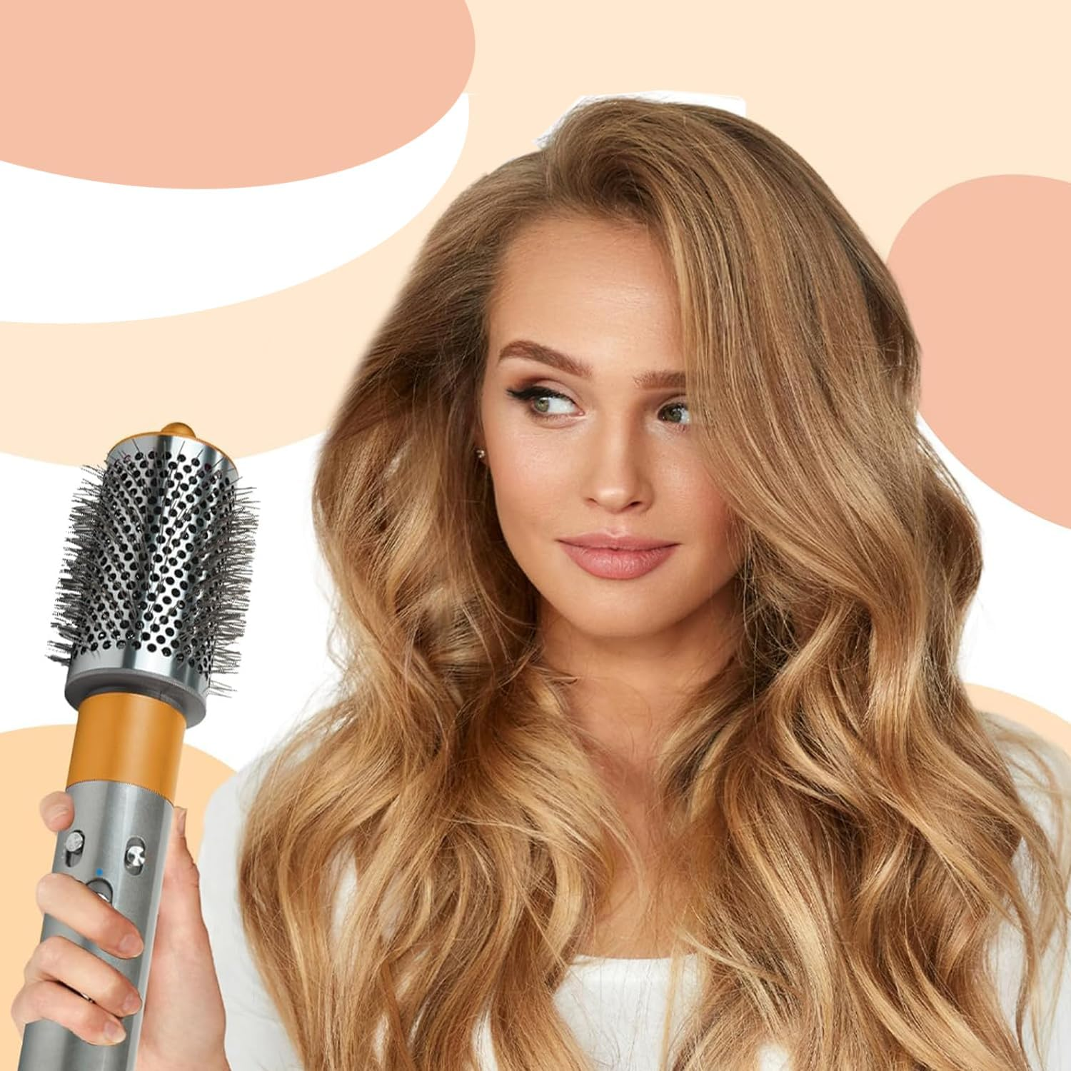 Volumizing Hair Brush, Large Round, Gold/Gray, All Hair Types, Unisex, Adults, Hair Stylists, Hair Care Enthusiasts image number 2