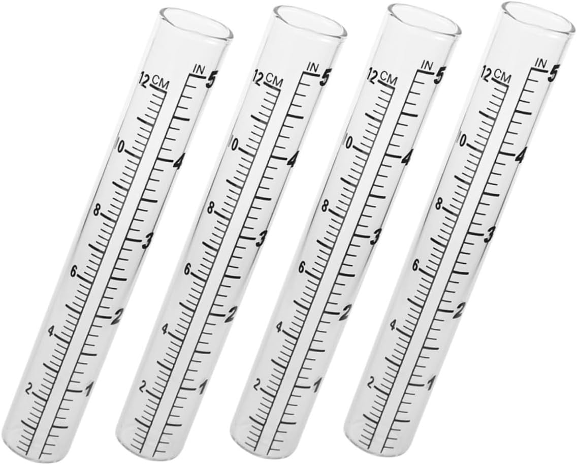 4Pcs Glass Rain Gauge Tubes Outdoor Garden Rain Measuring Cups Accurate Water Collection for Home and Lawn Use image number 6