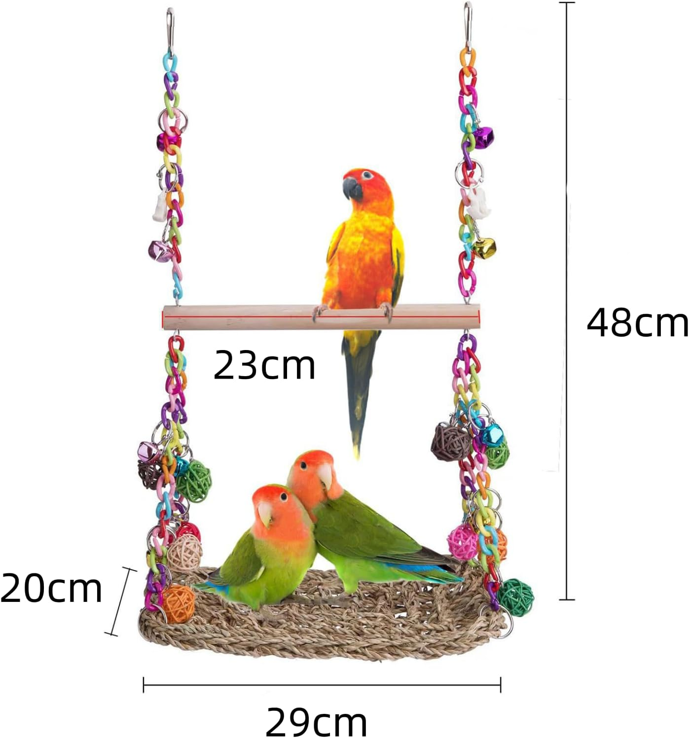 Rattan Weaving Bird Swing Hammock with Stand - Climbing,For Parakeets, Budgies, Cockatiels. image number 4