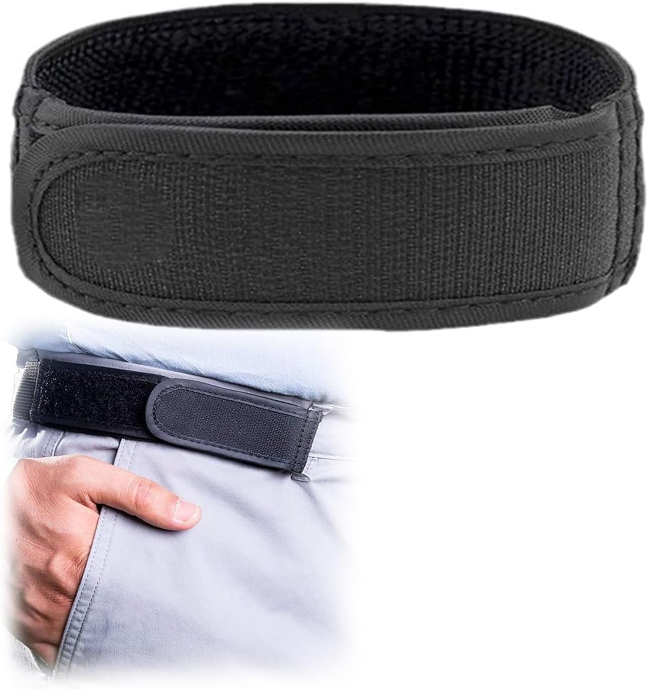 Yeshliky Elastic No Buckle Belts for Men, Velcro Lazy Adjustable Invisible Side Belts, Convenient Waist Buckless Belt for Walking Work Home Sport