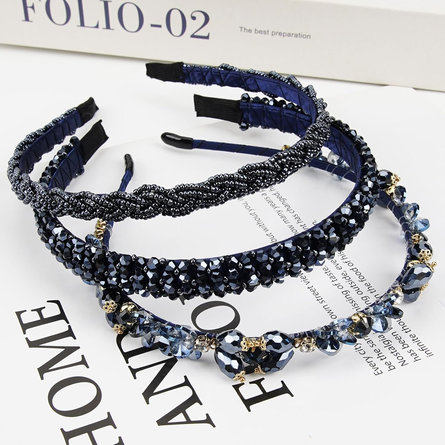 Set of 3 Rhinestone Headband Dirndl Women'S Crystal Headband 1.2/1.5/2 Cm Costume Hair Accessories for Oktoberfest Wedding Carnival Glitter Hair Band image number 2