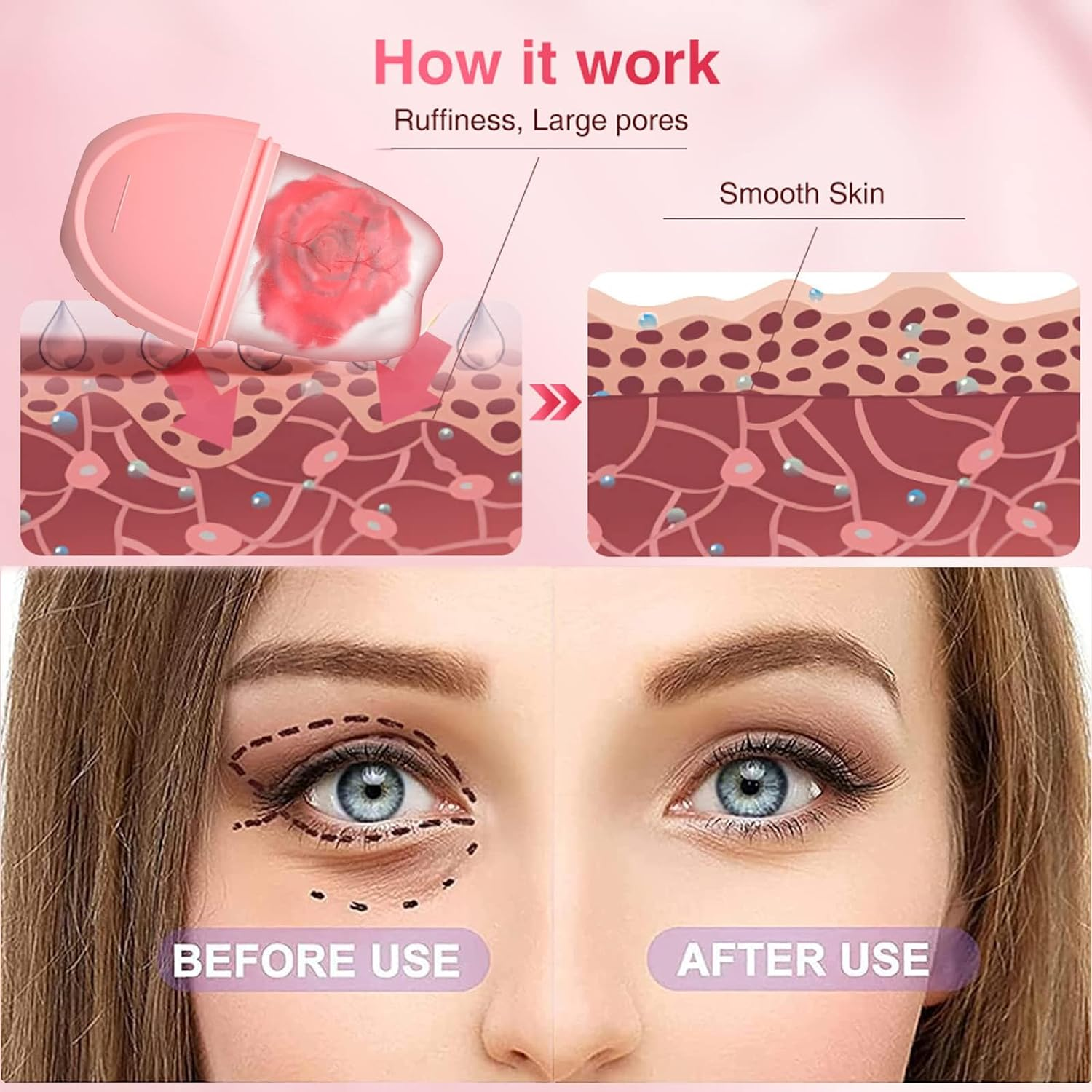 Ice Roller for Face, Topavatop Silicone Ice Face Roller Skin Care, Facial Ice Roller Icing Tool, Ice Holder for Face, Icing Ice Mold for Face, Icing Face Ice Pod Skincare image number 2