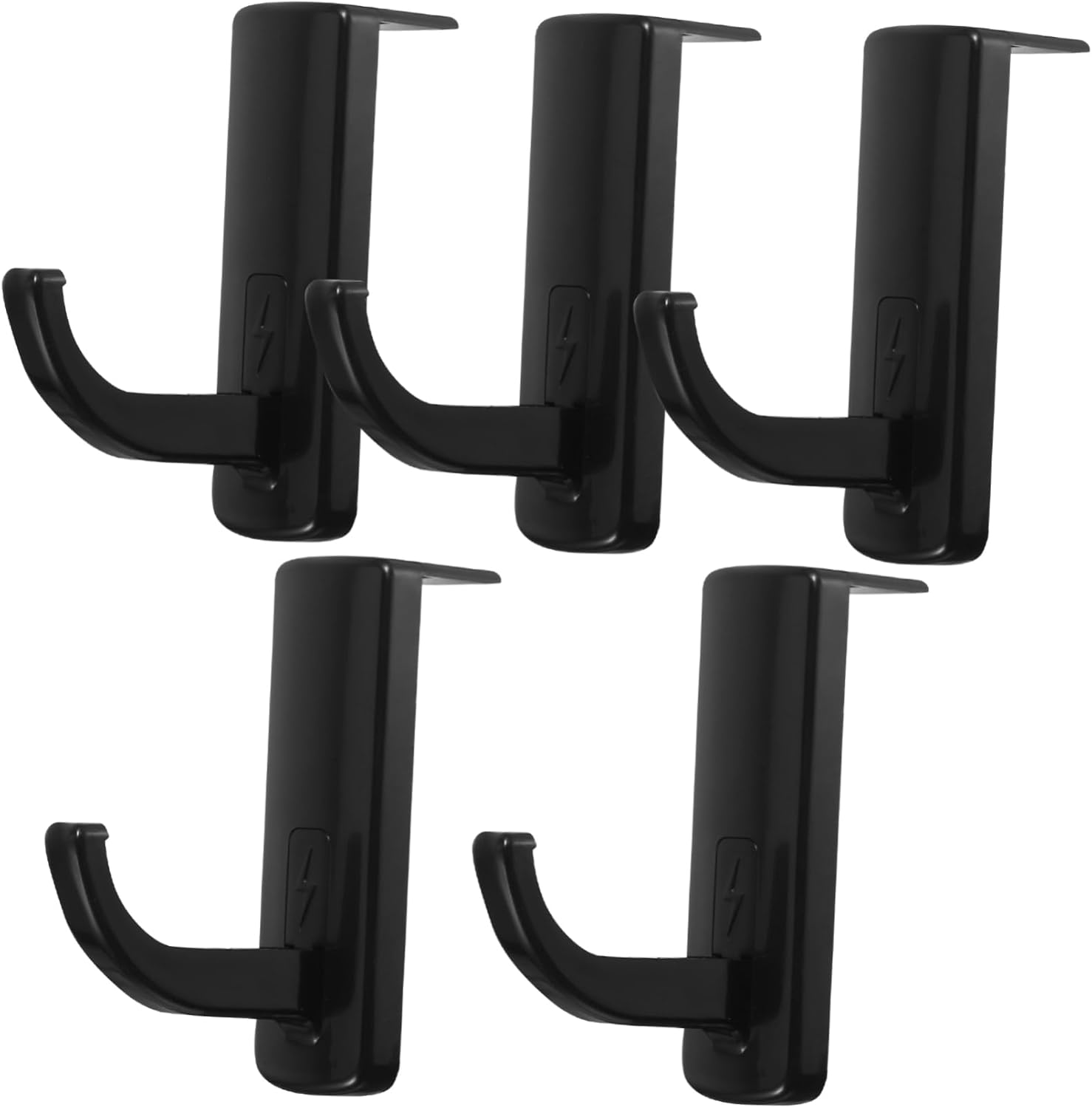 HOMSFOU 5Pcs Headphone Hook Headset for Computer Heavy Duty Brackets Monitors Computer Holder Headphone Rack Monitor Wall Mount Headphone Monitor Stand Headset Hook Ear Phone Plastic Black image number 5