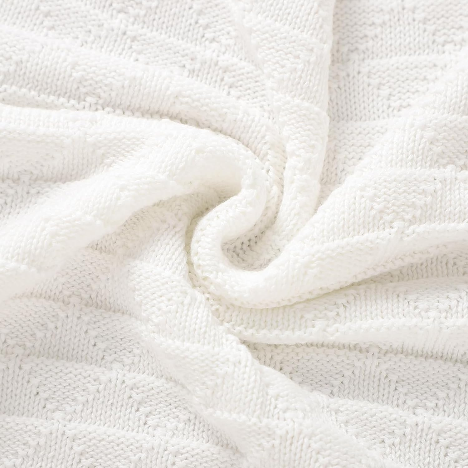 Wugugu Baby Receiving Blanket for Boys Girls Knit Neutral Swaddle Blankets Soft Lightweight Crib Stroller Blankets for Newborn Infant Toddlers White 30 X 40 Inch