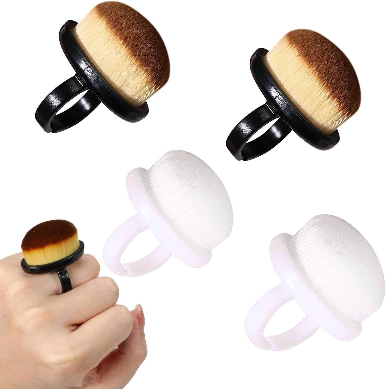 4Packs Nail Dust Cleaning Brush Ring,Soft Brushes for Clean up Fingernails and Toenails Small Portable Nail Scrubber Brush Nail Duster Tools for Manicure and Pedicure (Pink and White)