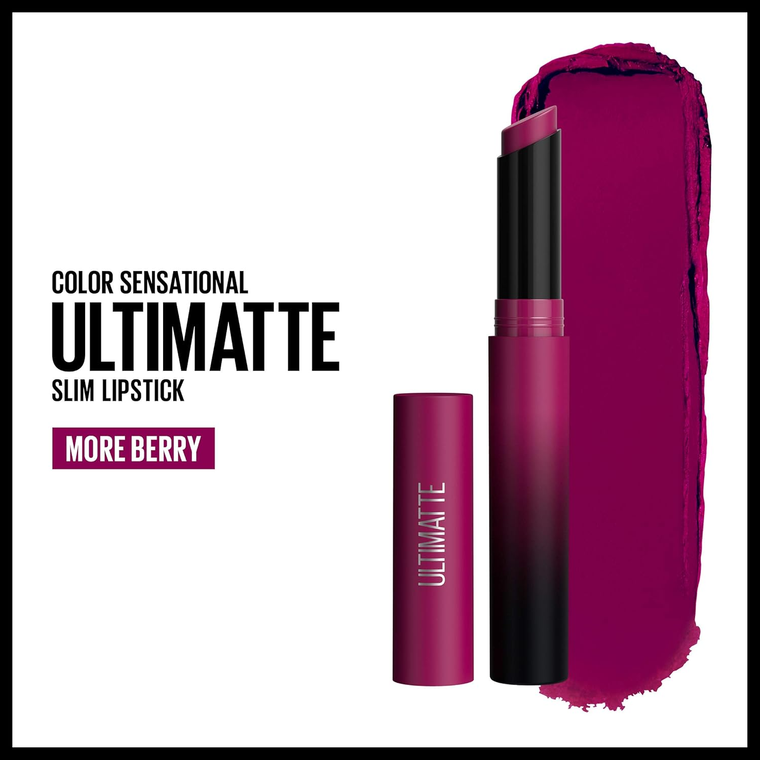 Maybelline Color Sensational Ultimatte Lipstick, Lightweight Comfortable Lip Color, Intense Color Pigment, Soft Powder, Matte Slim Lipstick, More Berry, 0.06 Oz. - 699 More Buff image number 4