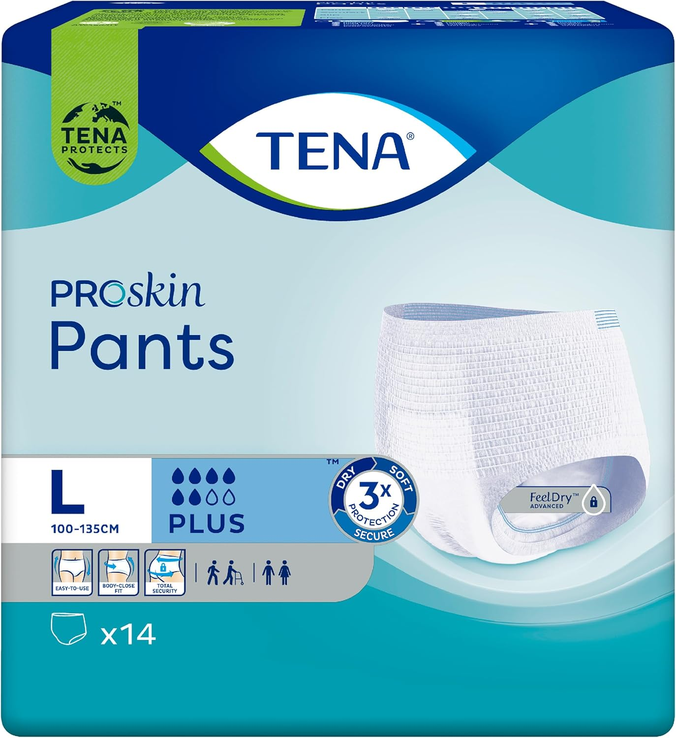 TENA plus Pants, Heavy Incontinence, Large, Pack of 8