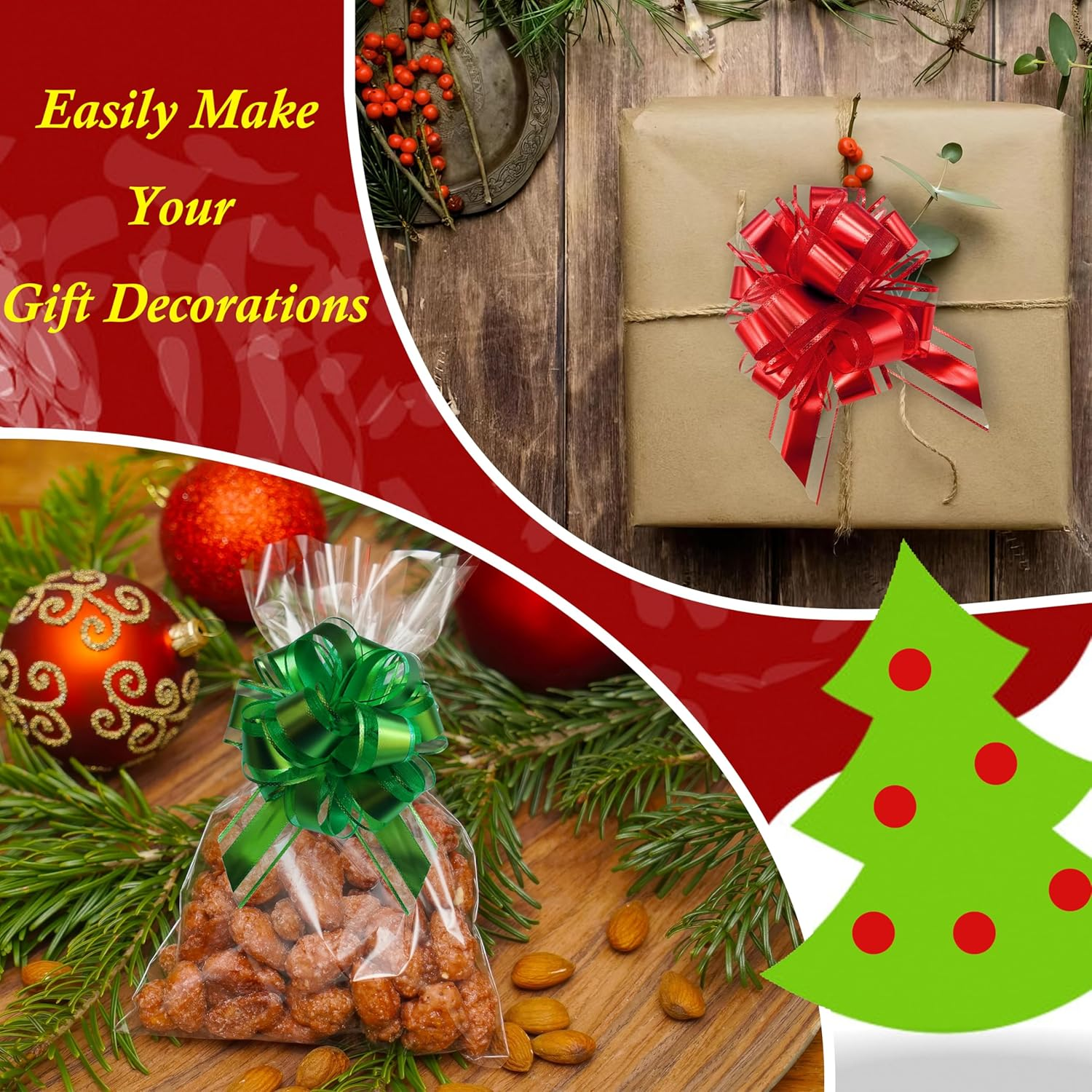 IXSIUZO 6 PCS Large Pull Bows 6 Inch Red Bows for Gift Wrapping Wedding Basket Decorated Birthday Party Christmas and Valentine'S Day Gift Decorations