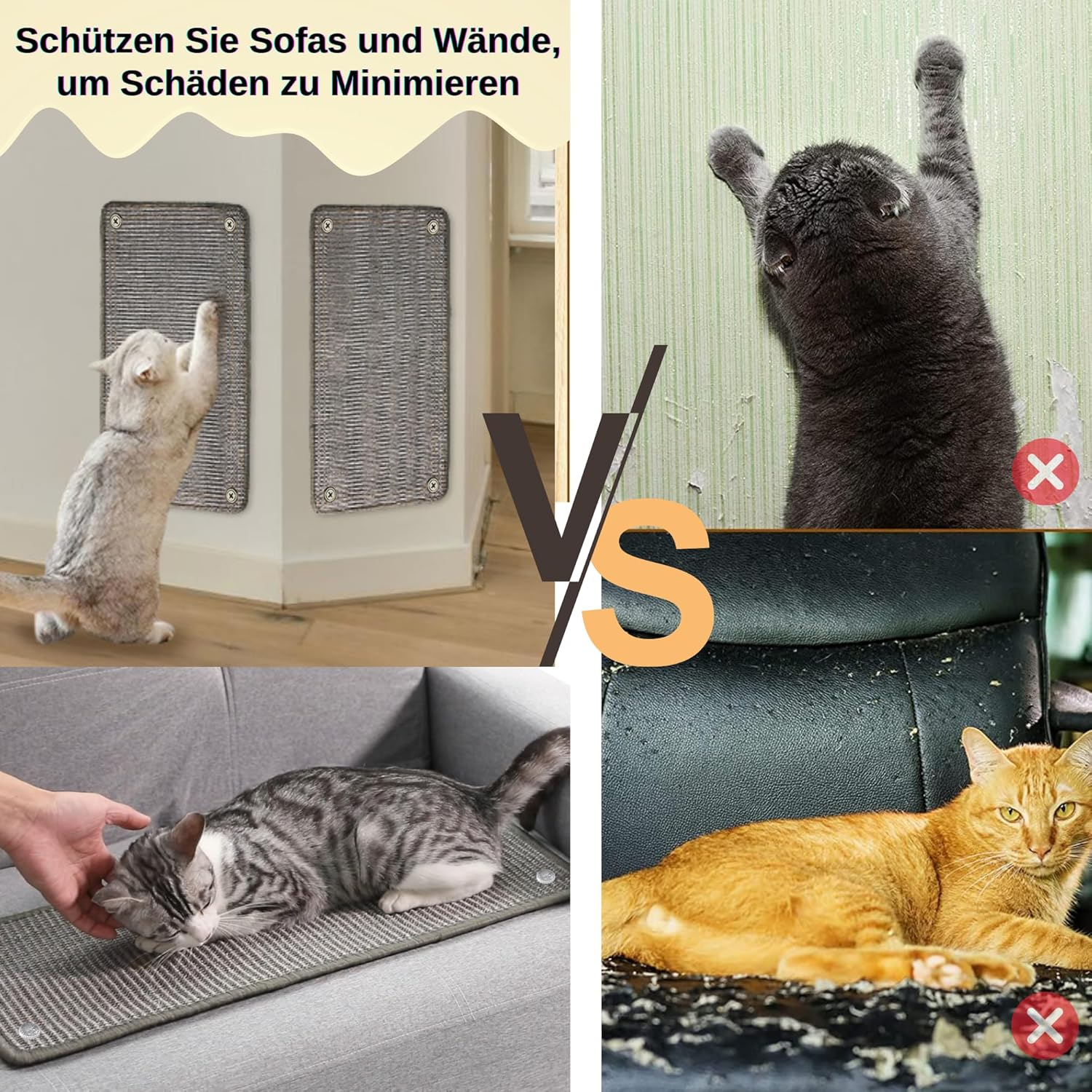 Cat Scratch Protection Cat Scratching Mat Sisal Cat Scratching Mat for Cat Cat Scratching Mat for Sofa Furniture Door Scratch Protection 60 &times; 25 Cm (Grey)