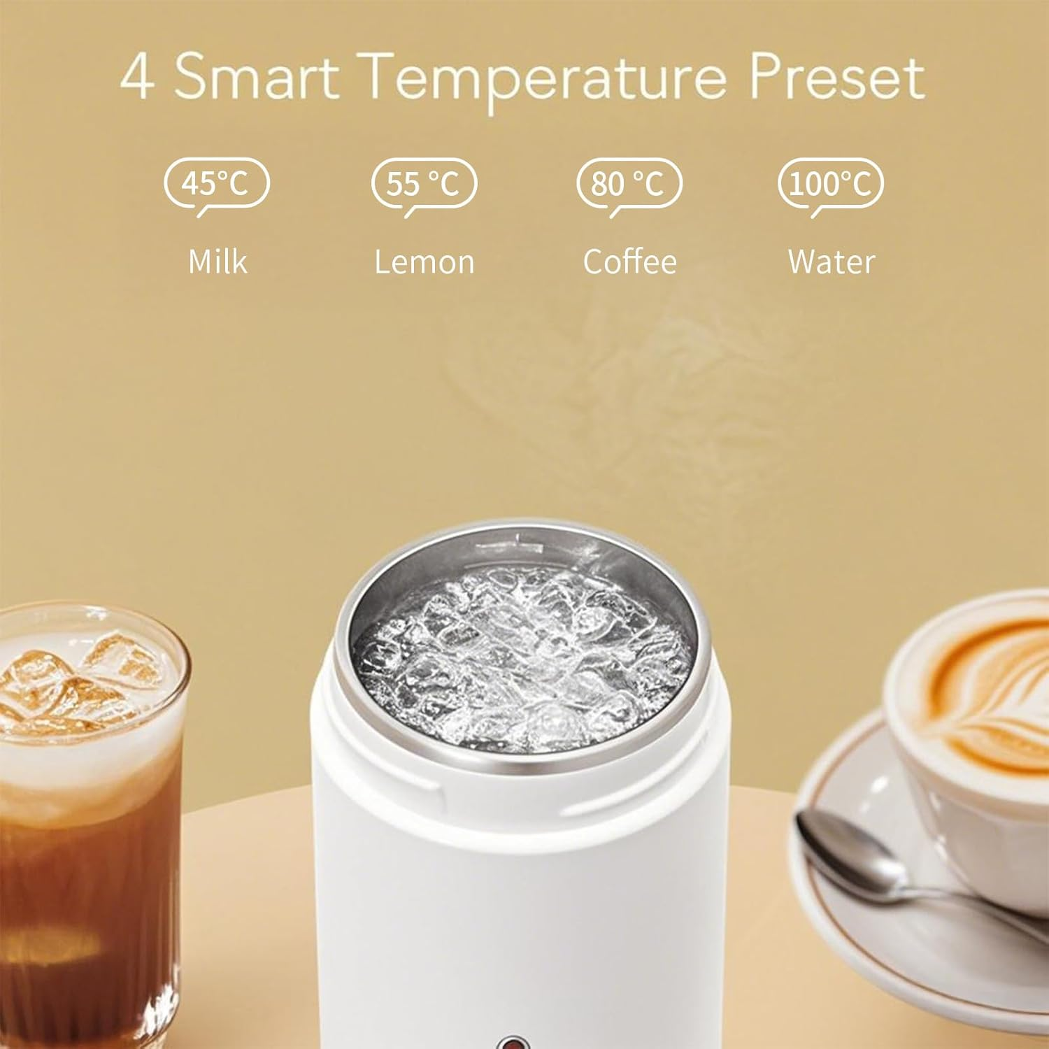 Travel Kettle Portable Small Tea Coffee Kettle Water Boiler, Electric Water Heater with 4 Temperature Control,316 Stainless Steel with Auto Shut-Off & Boil Dry Protection, Bpa-Free image number 3