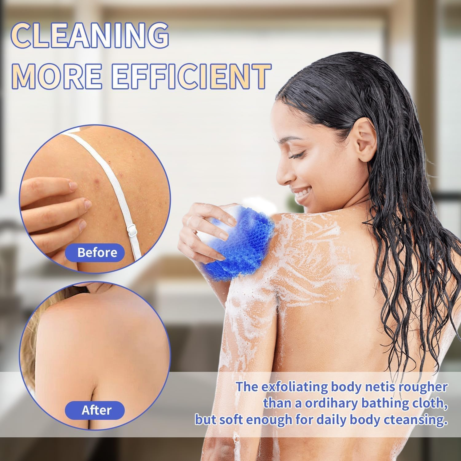 African Net Sponge Authentic Bath Mesh Sponge, Deep Cleansing, Perfect for Back and Full Body Use Household Smooth Foam Brush (Violet,Coffee,Blue) image number 6