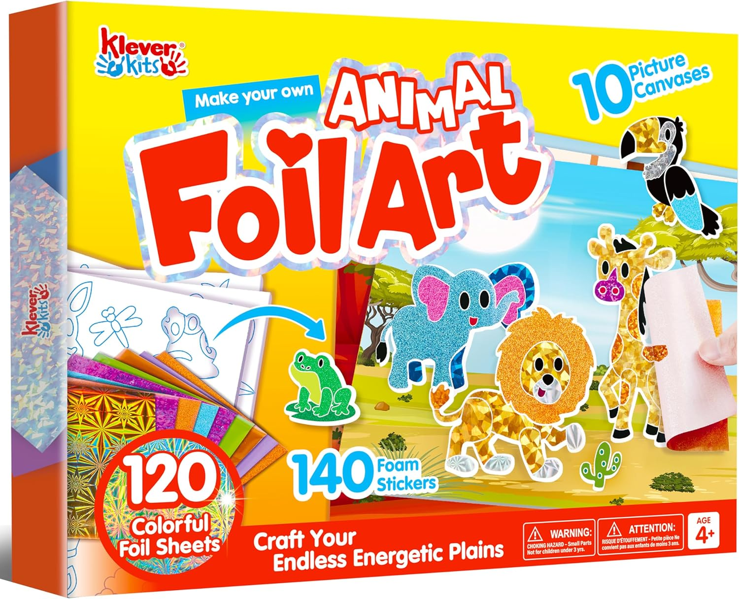 Klever Kits Foil Art Kit for Kids - Arts & Crafts Supplies, Mess Free Coloring, Animal Foil Foam Stickers, Creative Travel Toys, Birthday Gifts for Boys & Girls Ages 4 and Up image number 4