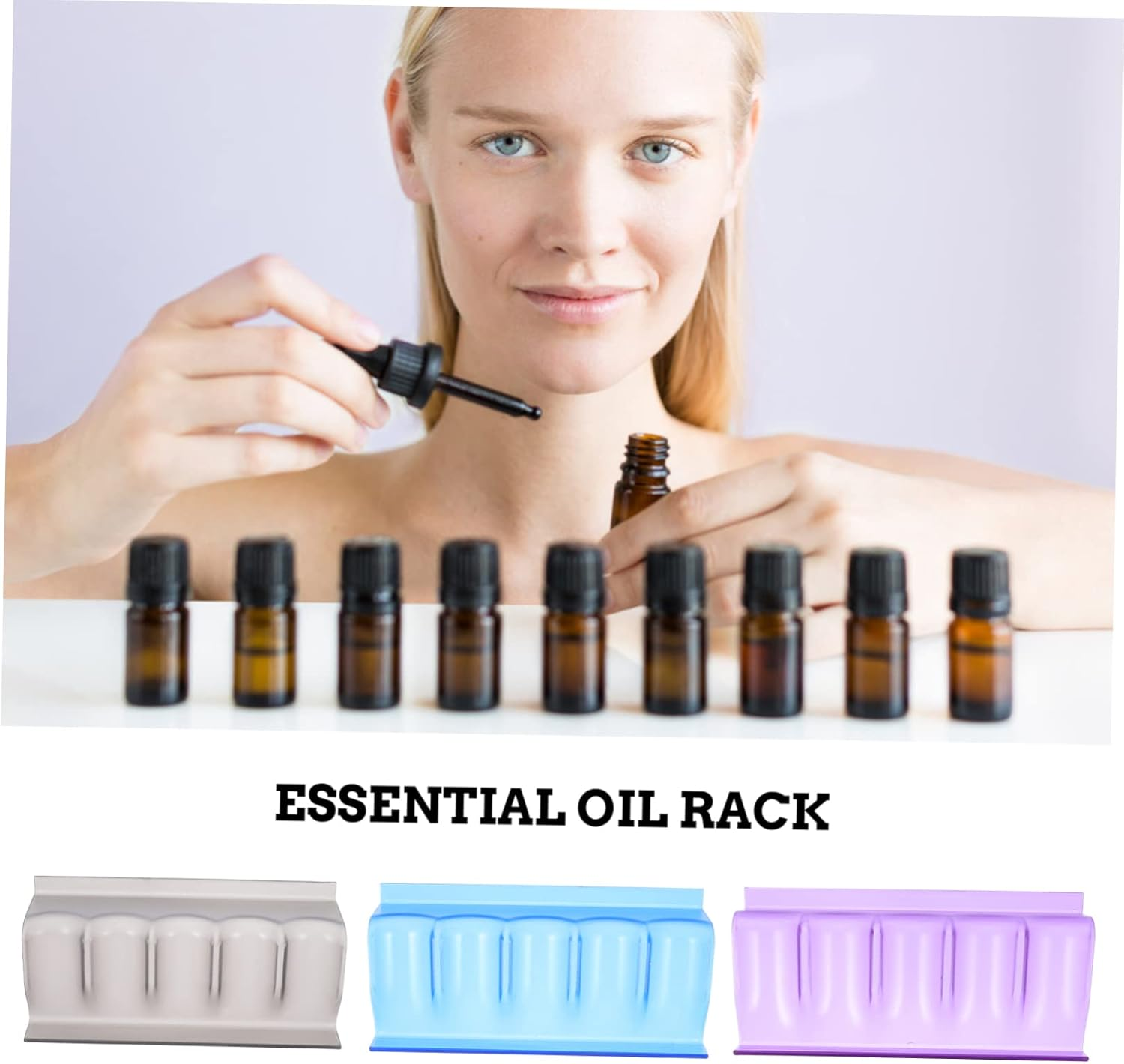 3Pcs Shelf Organiser Closet Storage Organizer Essential Oil Bottle Rack Holders Easy Clean image number 4