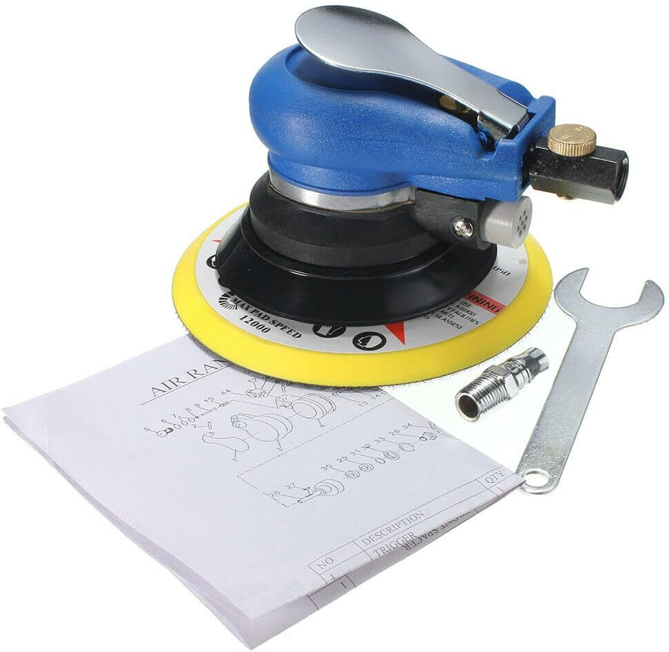 6'' Air Random Orbital Palm Polisher Sander Vacuum Pneumatic Tools 150Mm +Wrench image number 4