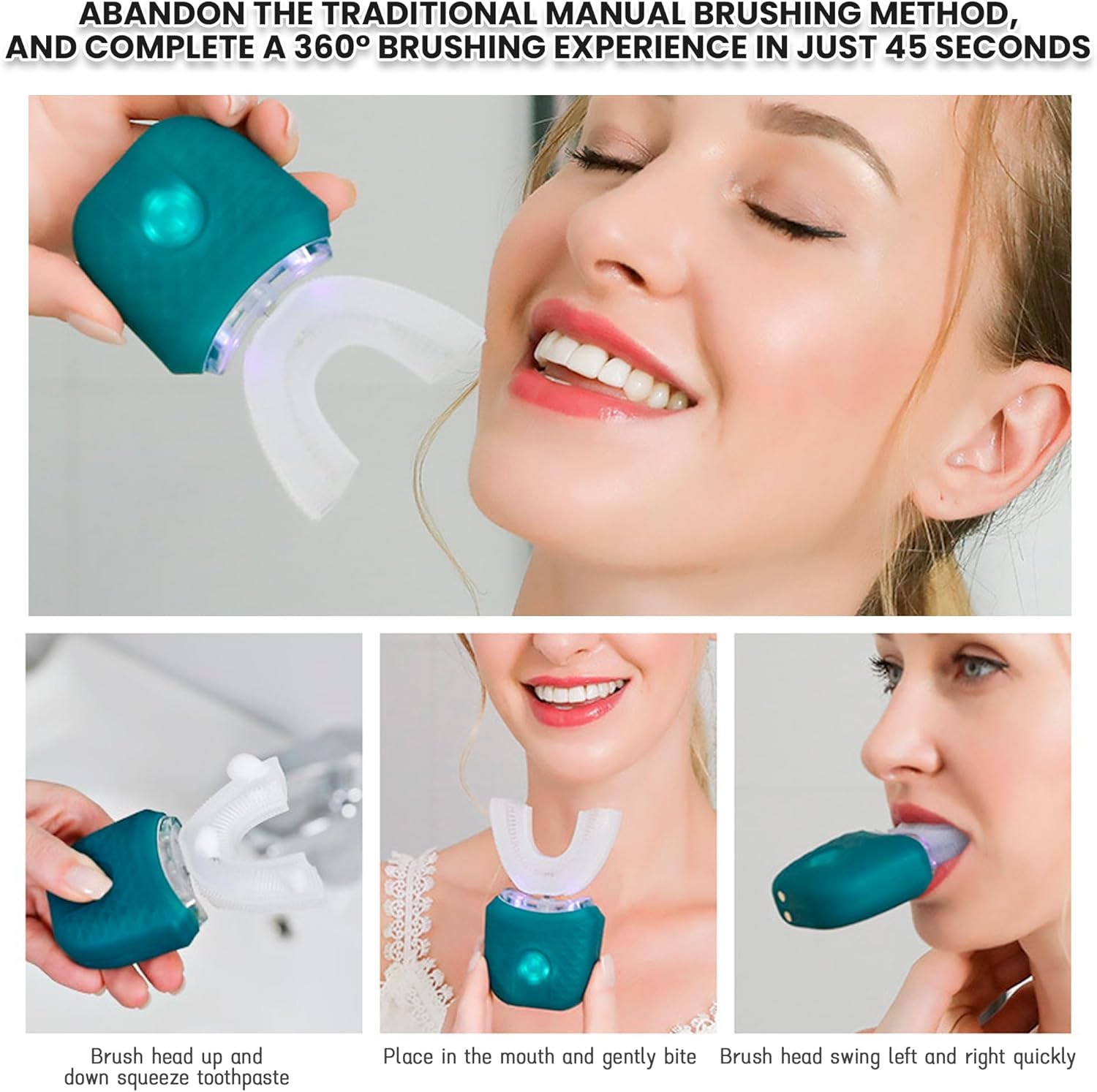 Scandinavian Smiles Toothbrush - 360&deg; Full Coverage Silicone Brush, Second Deep Cleaning, Gentle Gum Massage, Easy to Use (White) image number 2