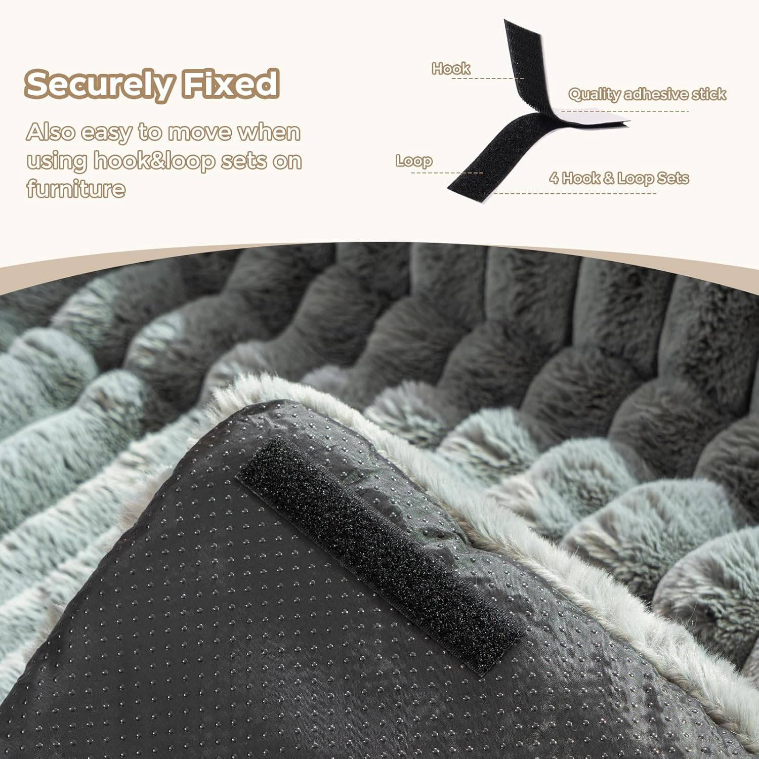 Avont Dog Bed for Couch, Fluffy Pet Mat for Sofa Furniture Protector for Small Medium Large Dogs Cats with Removable Washable Cover -Darkgrey(L)