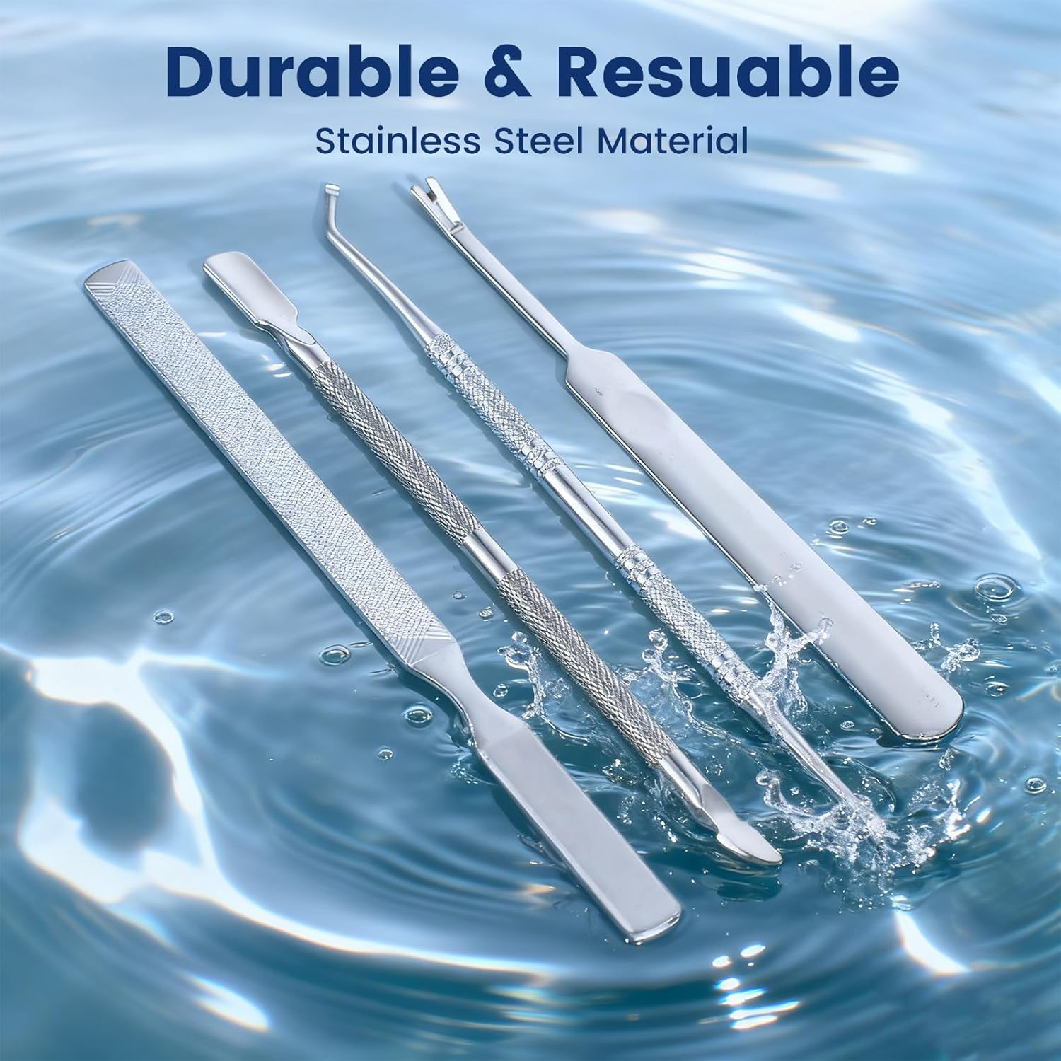 YBEATY 4PCS 3-In-1 Nail File Kit Stainless Steel Toe Nail-Care Kit Non-Slip Metal Fingernail Filing with Ingrown Lifter Thumb Guard Durable Nail Care Tool for Men Women Thick Nailsseniors Dogs