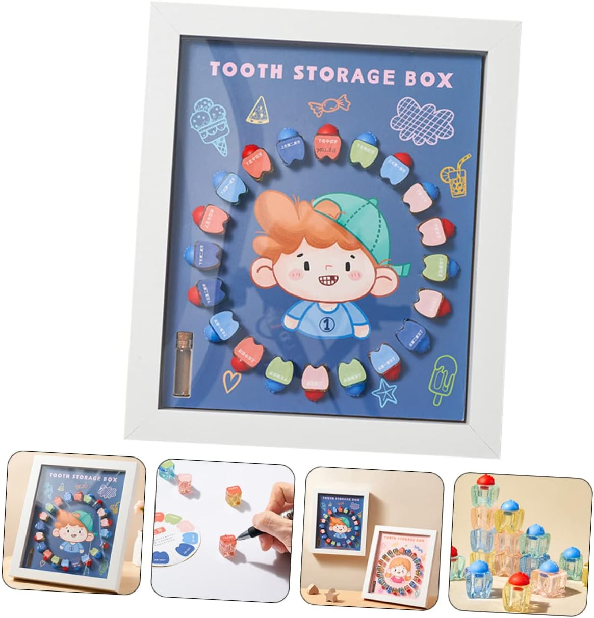 Baby Tooth Saver Box and Keepsake Container for Kids Crystal Case Photo Frame for Storing Deciduous Teeth and Childhood Memories image number 3