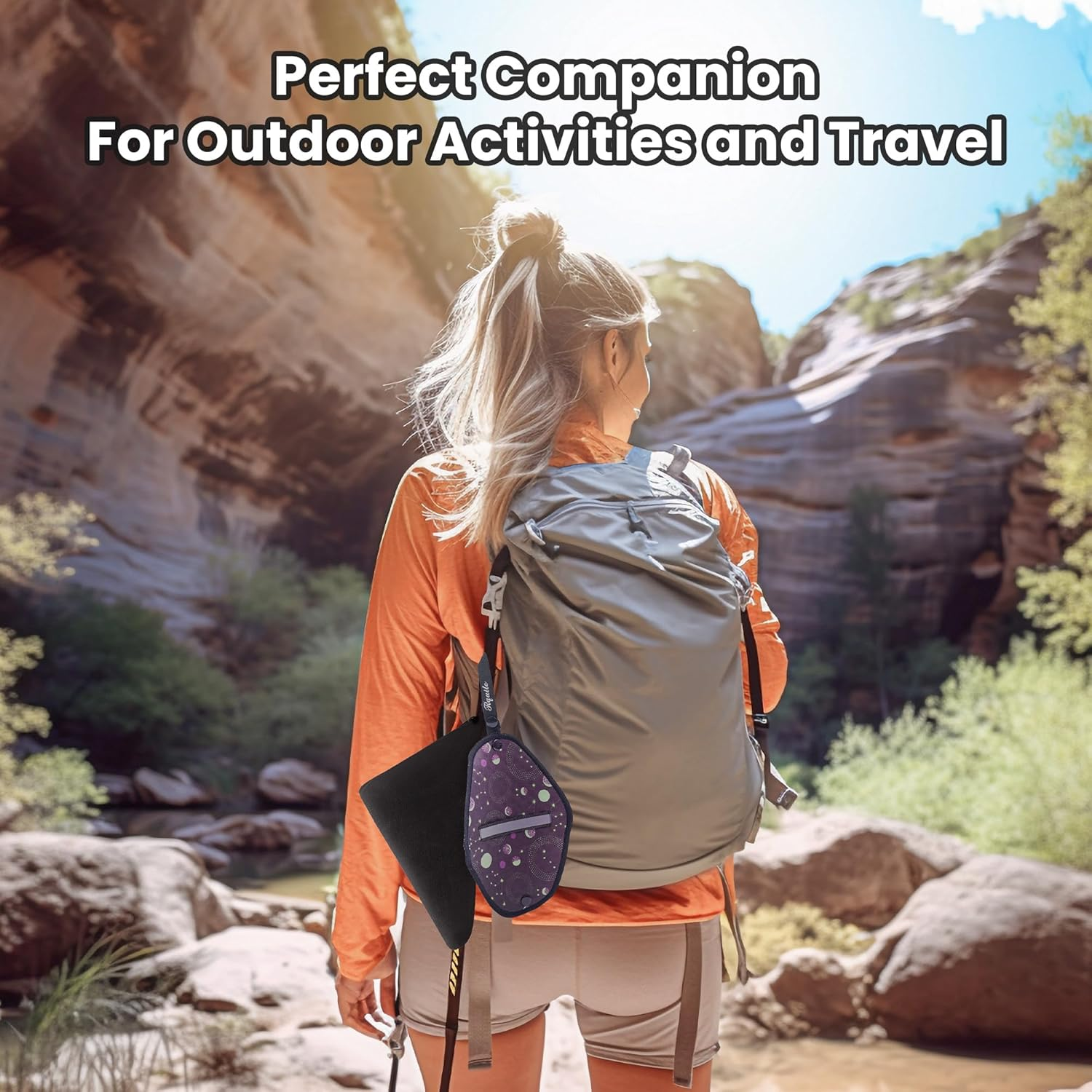 Rquite Female Urinal Pee Cloth Set, Portable Female Urination Device, Reusable Pee Funnel & Rag with Discreet Carry Bag, Silicone Urine Cup for Women Camping Gear Hiking Accessories - Purple image number 4