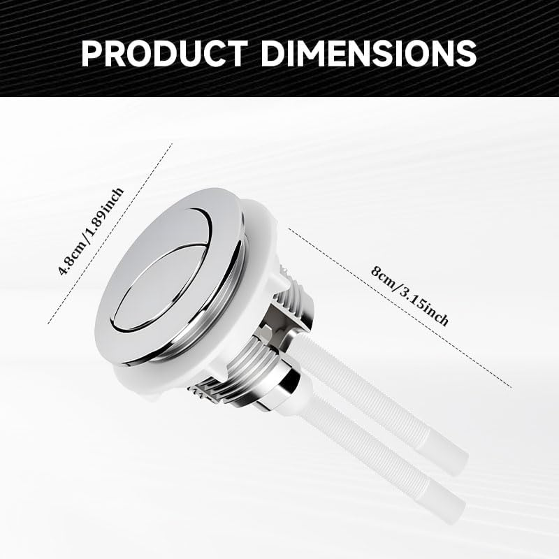 Toilet Dual Flush Button, round Push Button Replacement High Pressure Pumping Accessories for Bathroom Toilet Cistern Flush Repair (White) image number 1