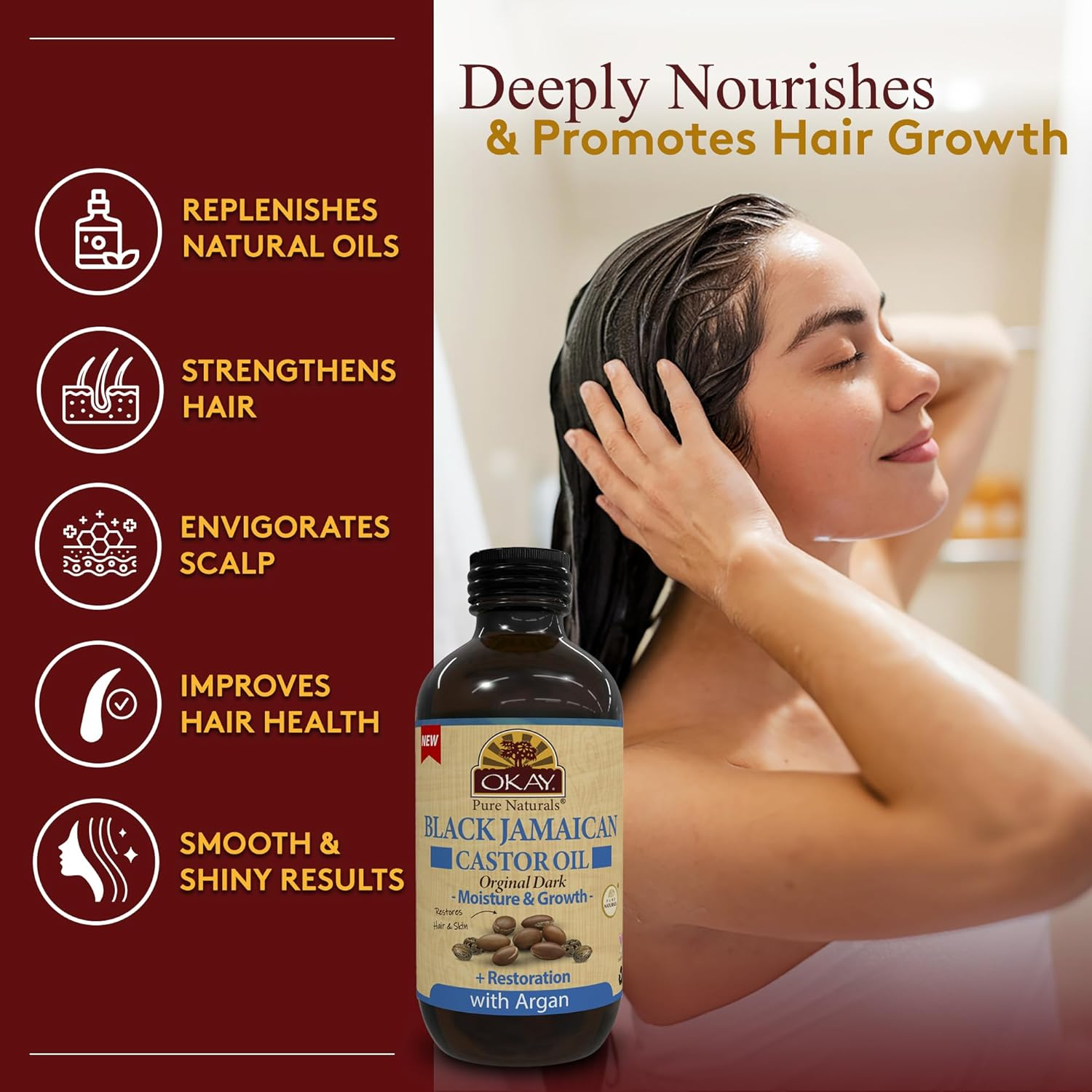 OKAY Pure Naturals OKAY Pure Naturals Black Jamaican Original Dark with Argan Oil, 4 Ounce,