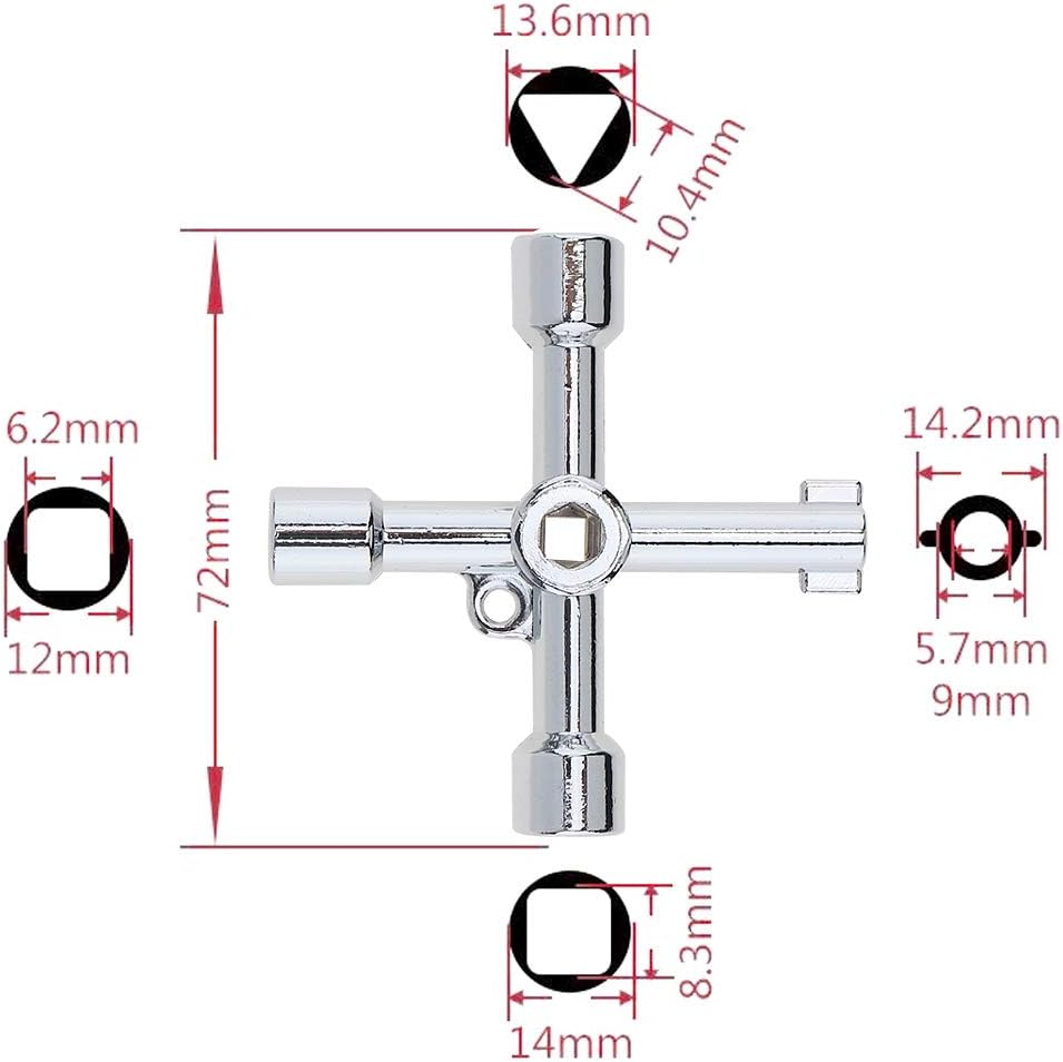 Origlam 4-Way Multi-Functional Utilities Key - Plumbing Wrench and Opening Tool for Electric Control Water Gas Meter Box Cupboard Cabinet Train image number 3