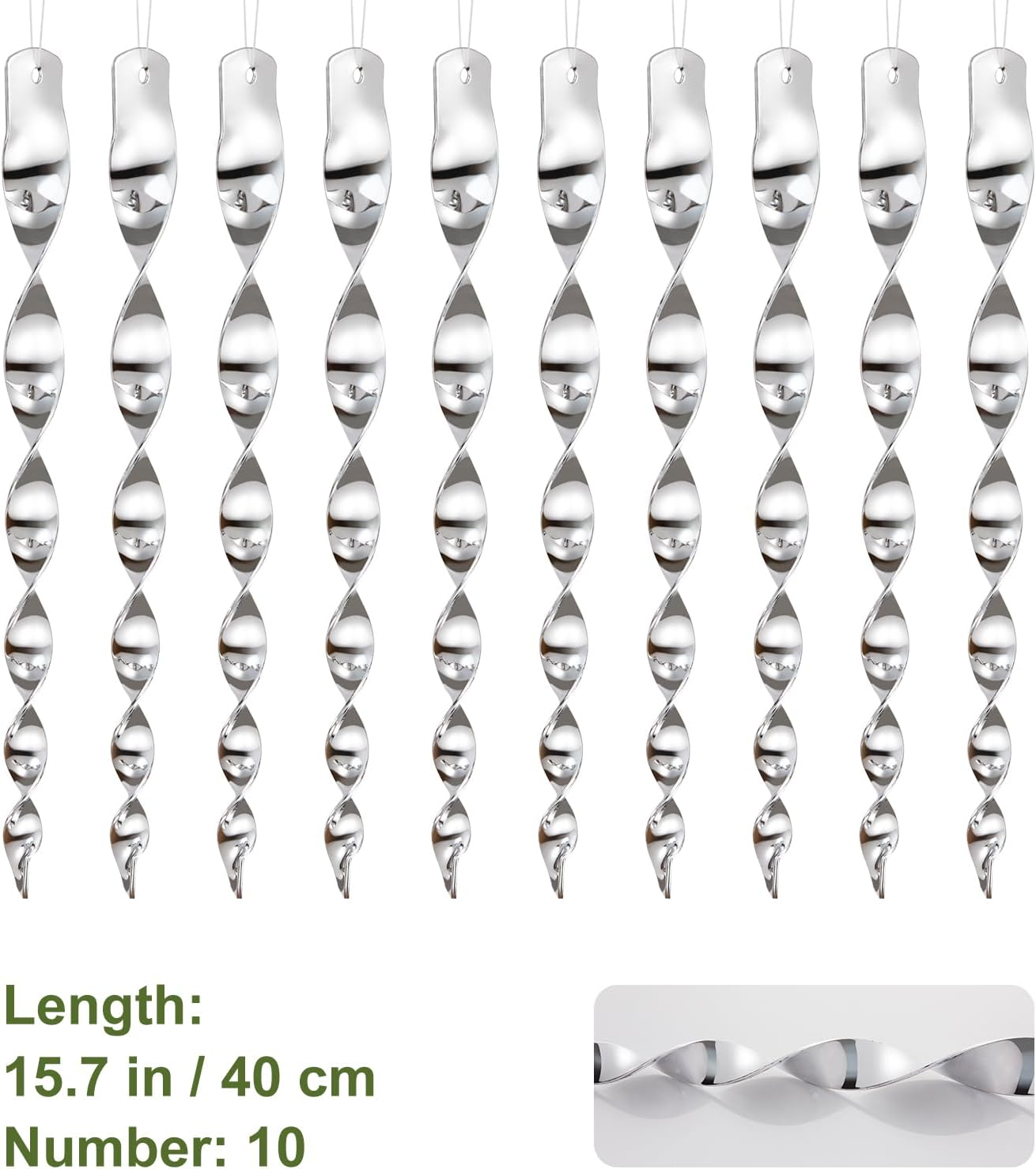 OFFO Large Bird Deterrent Scarer Rods, 40Cm(15.7 Inches) Reflective Bird Repellent Device Outdoor Bird Scarer to Keep Pigeon and Woodpecker Away from Garden or Yard, 10 Pcs,Silver image number 5