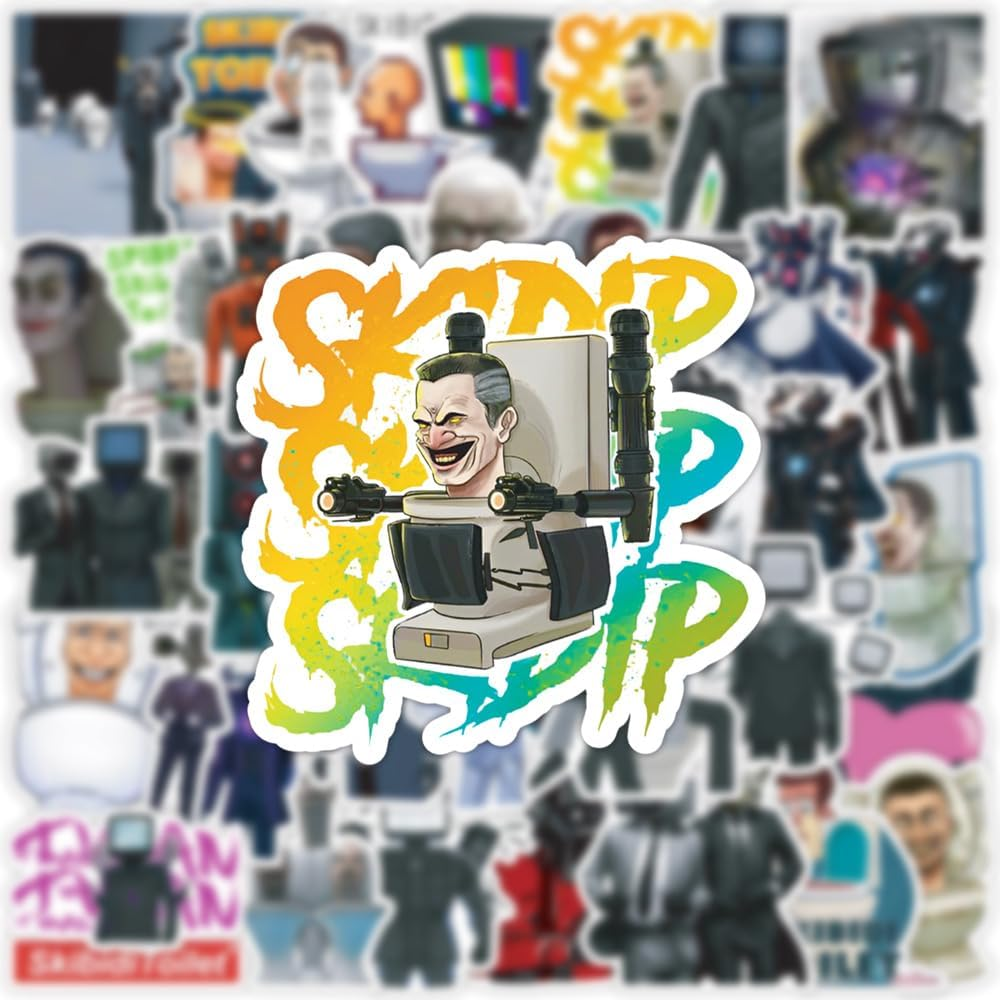 50PCS Game Skibidi Toilet Stickers Pack Kids Stickers Cute Cartoon Characters Game Stickers for Kids Teens Adults Waterproof Vinyl Kawaii Stickers for Water Bottle Laptop Luggage (Skibidi Toilet) image number 2