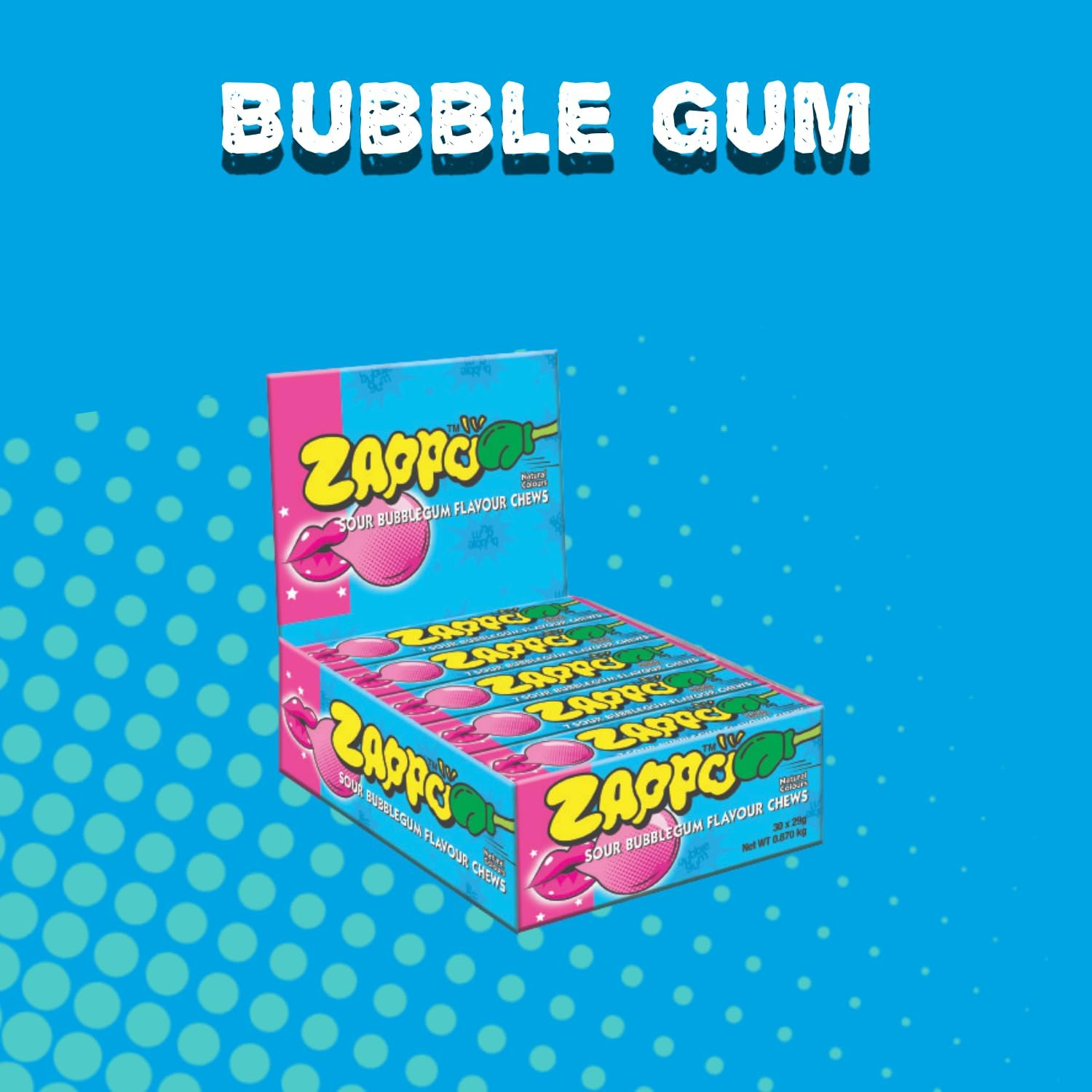 ZAPPO Sour Flavoured Bubblegum Chews - (Bulk Pack of 30 Sticks) image number 2