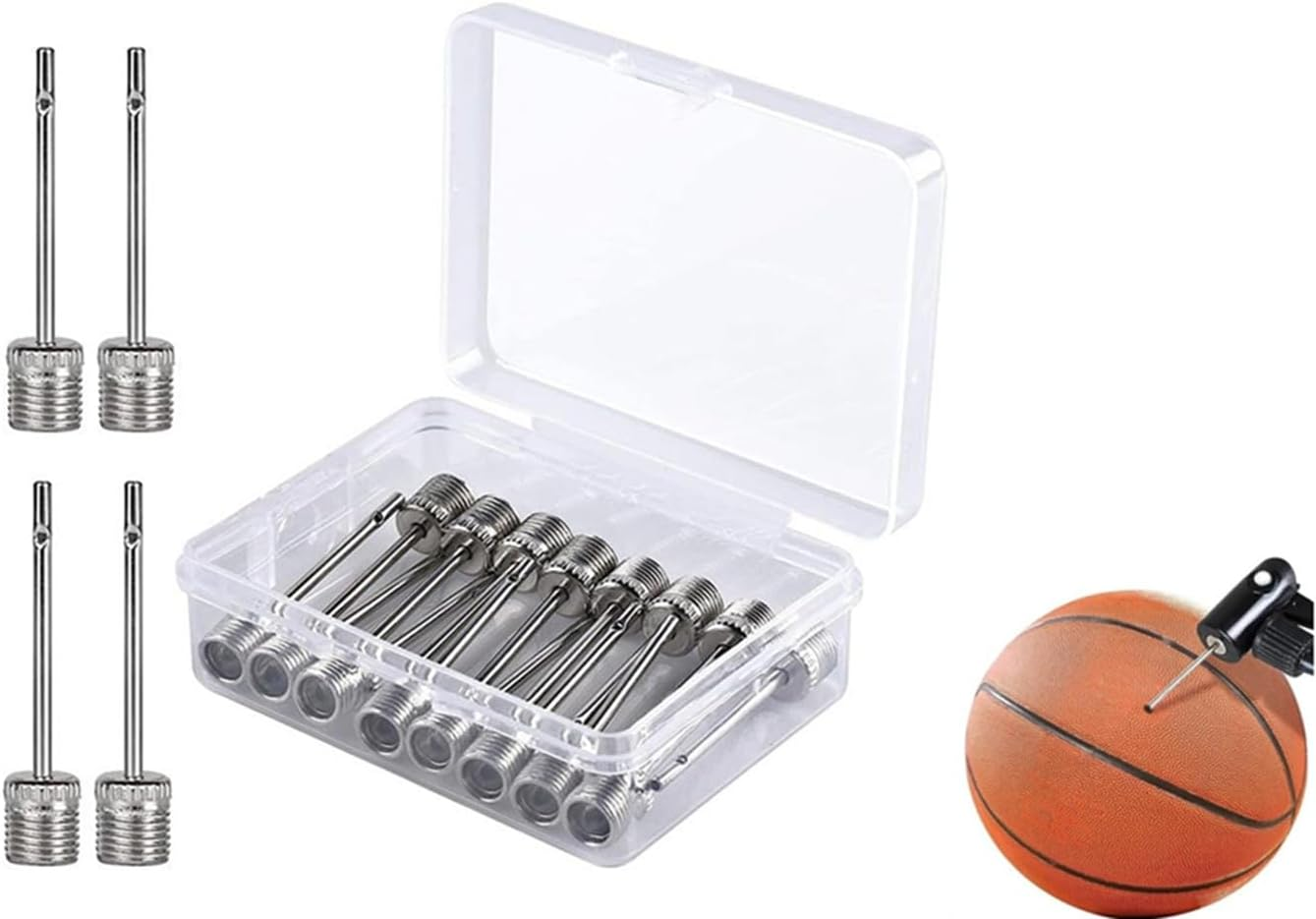 30 Pcs Stainless Steel Air Pump Needles, Ball Pump Inflatable Needles, Basketball, Football, Volleyball Inflatable Needles and All Other Sports Balls with Storage Boxes image number 3