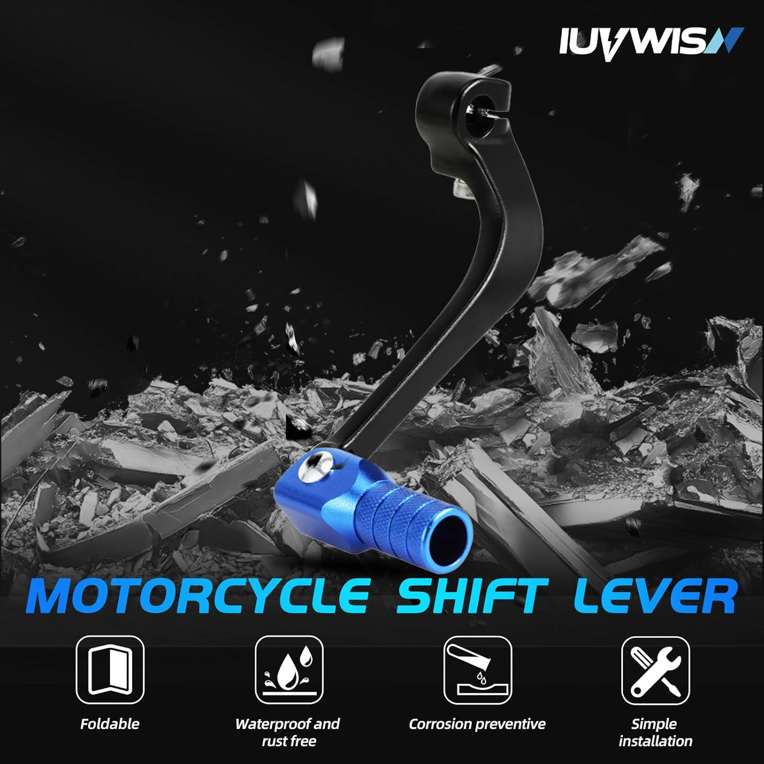 IUVWISN Motorcycle Folding Gear Shifter Shift Lever CNC for Grom MSX 125 2013-2024 Grom Clone Boom Vader 125 BD125 SR6 Blue image number 6
