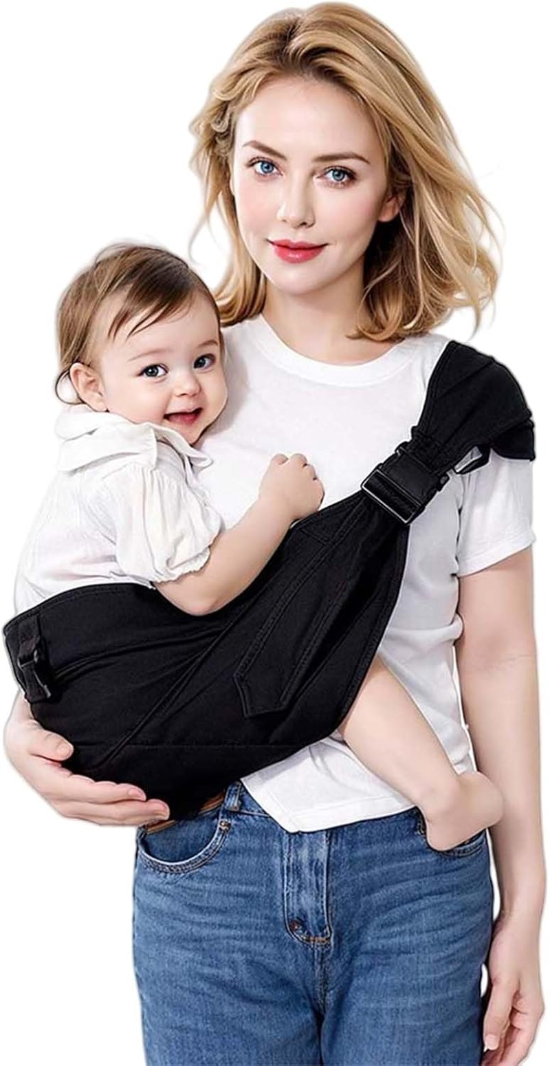 JOYNCLEON Baby Sling Carrier Toddler Carrier Boys Girls Newborn to Toddler Essentials Safety Non-Slip Baby Half Wrapped Sling Hip Holderr Black image number 1