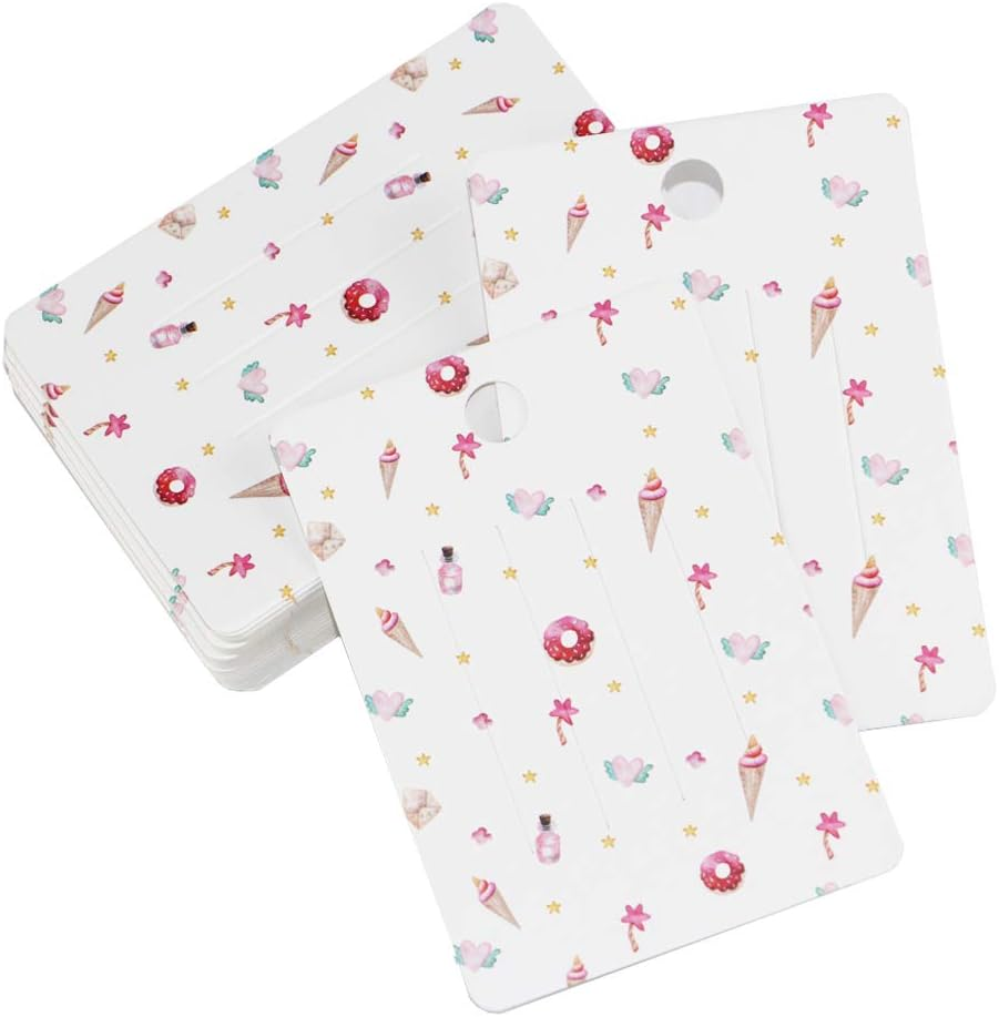 MIYKA 100Pcs Hair Clip Display Cards Cute Rectangular Cardboard for Hair Accessories Displaying Organizing, 10X7Cm image number 3