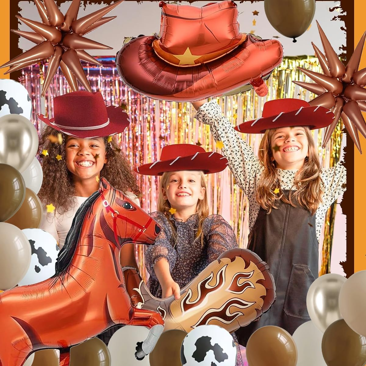 Western Theme Party Decorations, Cowboy Balloons, 12 Inch Latex Brown Cow Print Balloons for Western Party Decorations, Rodeo Party Decorations, Cowboy Birthday Party Decorations - Brown Cowboy image number 6