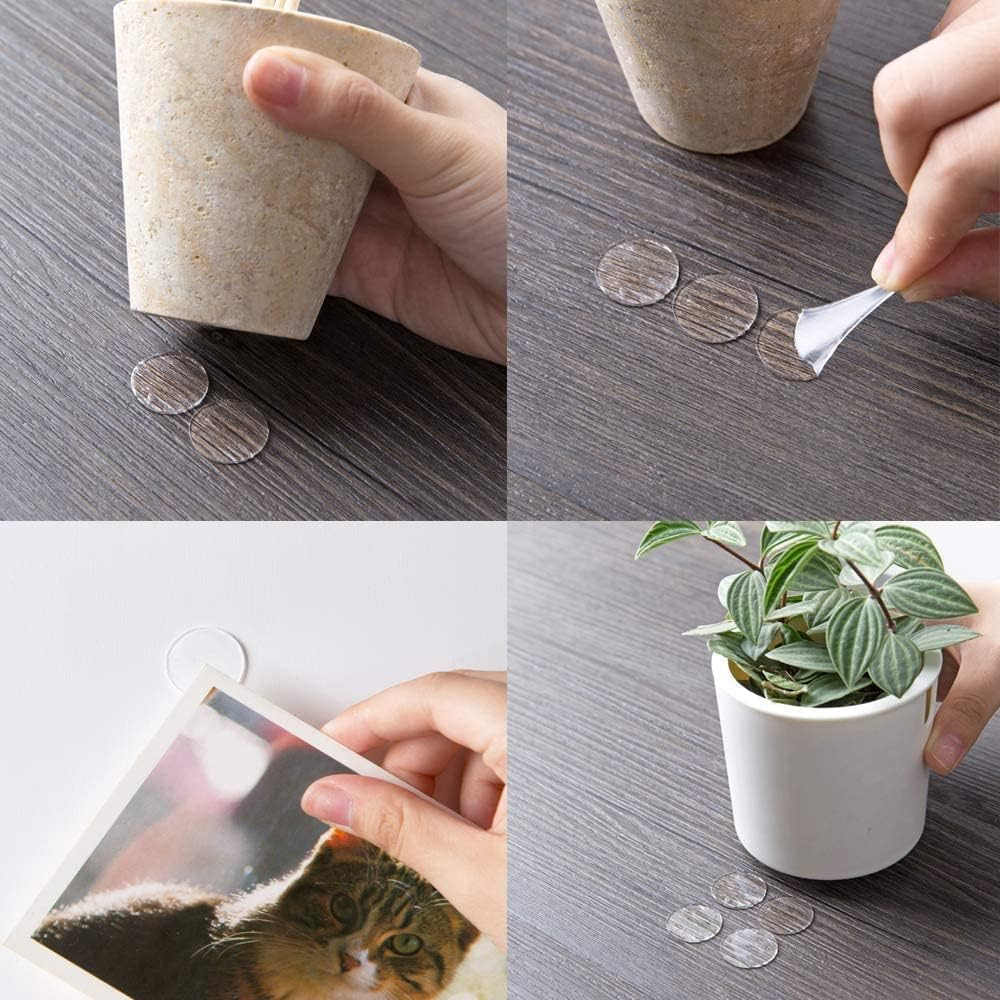 BRAVESHINE Double Sided Adhesive Tape - 32PCS Removable Wall Mounting Sticky Gel Pad - Washable Traceless Transparent Tape for DIY Craft, Home Office Carpet Rug Couch Cushion Gripping - round 1.1Inch image number 5