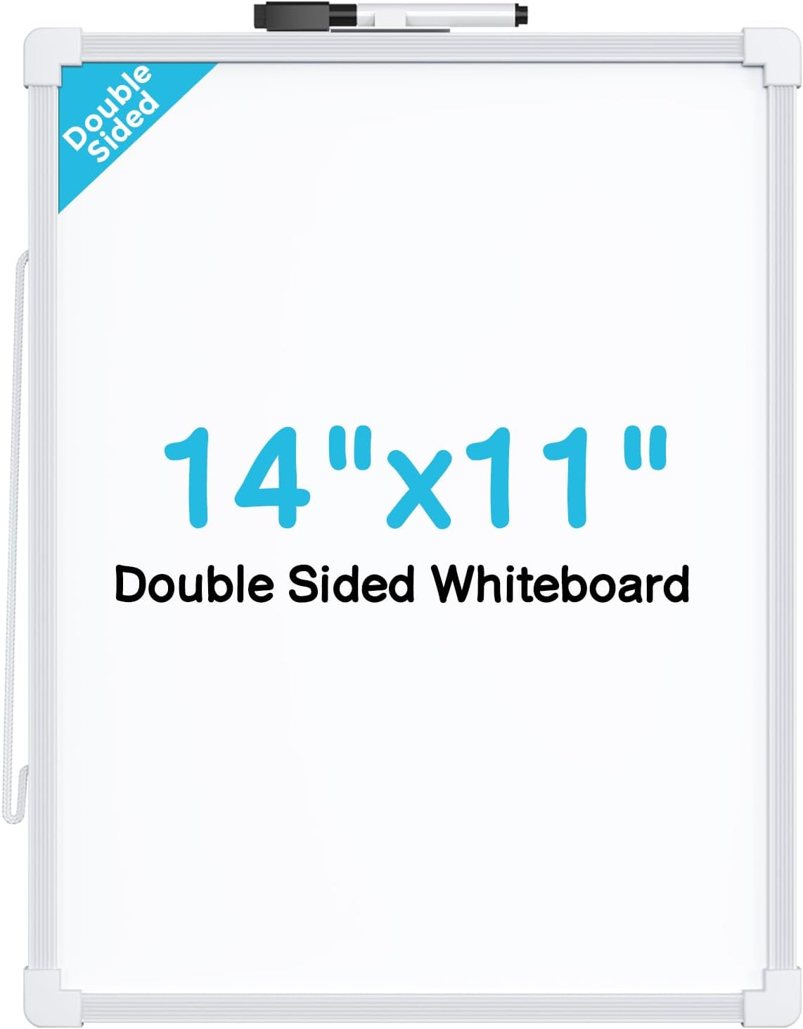 Small Dry Erase Board, 14"X11" Double Sided Hanging Whiteboard for Wall, Mini White Board with a Black Dry Erase Marker, Portable Whiteboard for Planning Learning Writing Drawing Memo image number 5