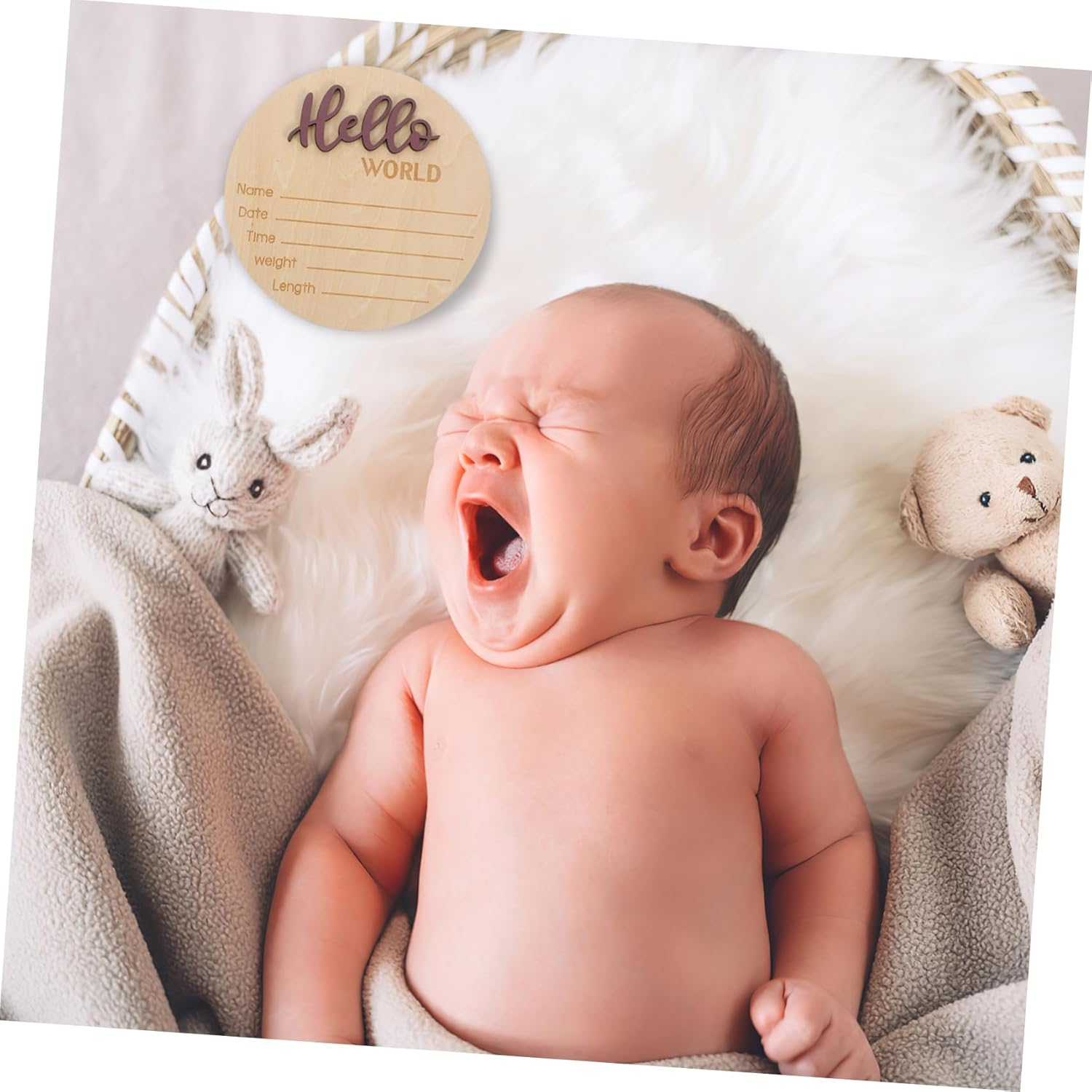 INOOMP Newborn Name Sign Birth Announcement Plaque Wooden Photography Prop Home Decor