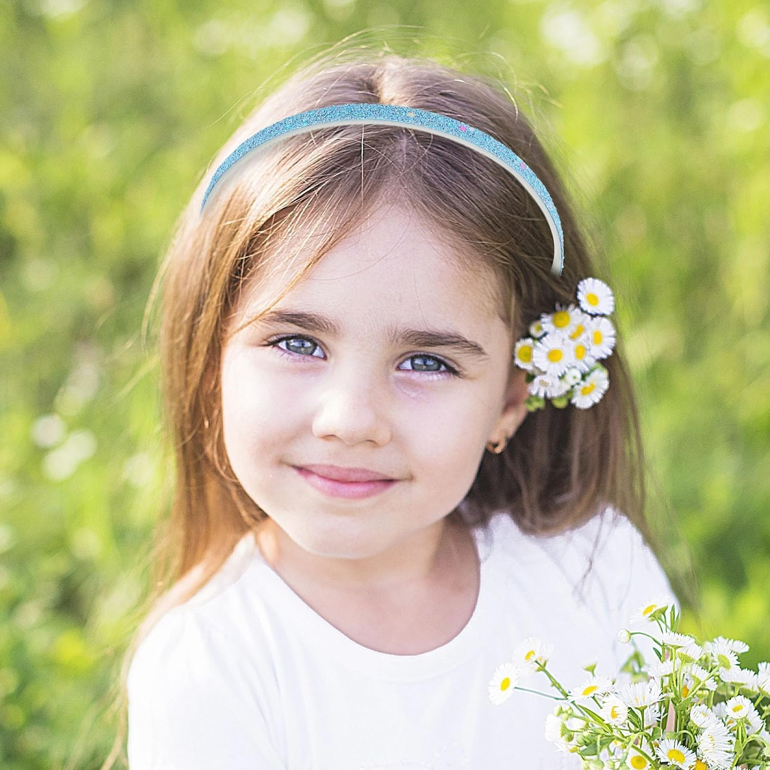 Glitter Headband, 4Pcs Plastic Sparkly Cute Non Slip Chunky Hairbands, Thick Bling Rainbow Hair Bands with Teeth, Hair Accessories (Multiple Colors, One Size) image number 4