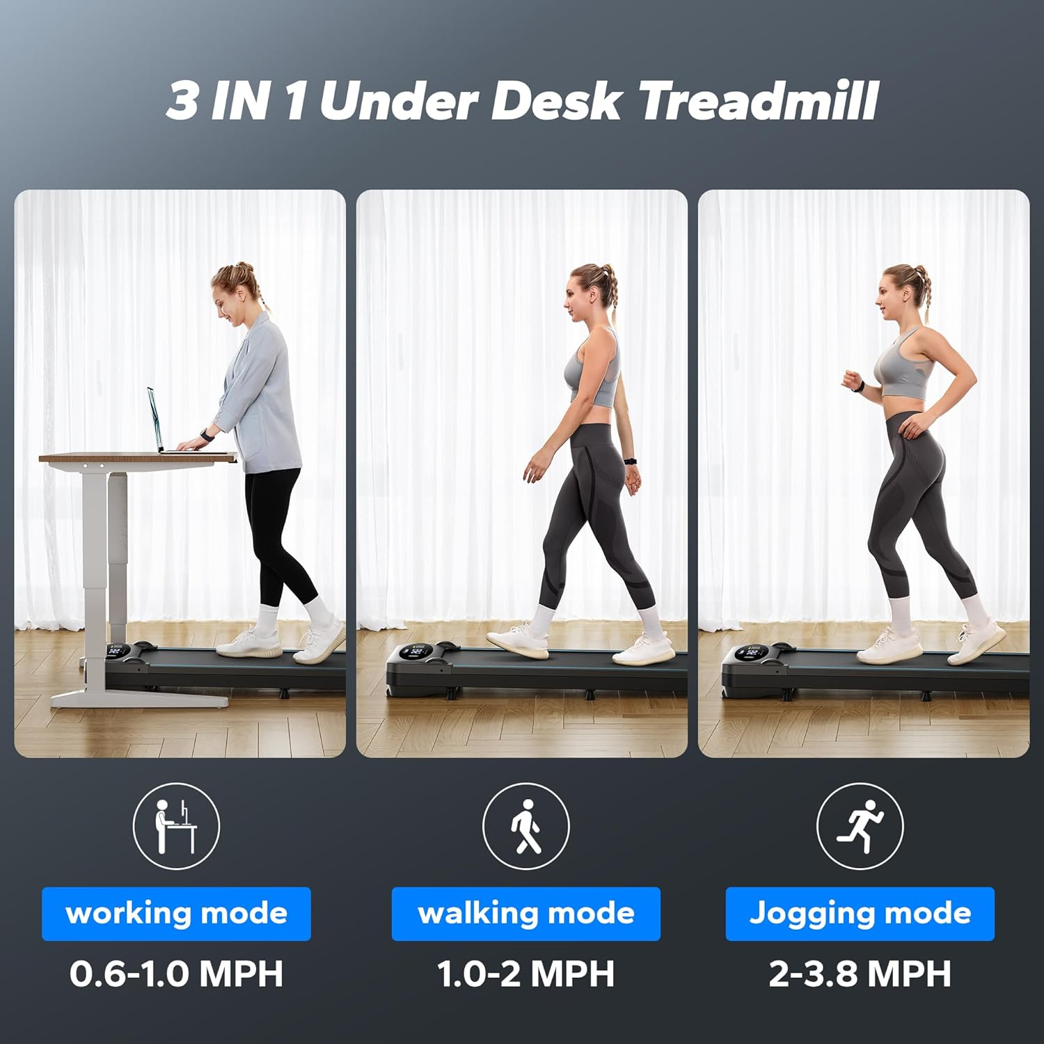 MERACH Walking Pad, under Desk Treadmill for Home & Office, Small Treadmill with Max 3.8MPH 40 Db, 2 in 1 Quiet Portable Mini Treadmill with Remote Control, APP, LED Display