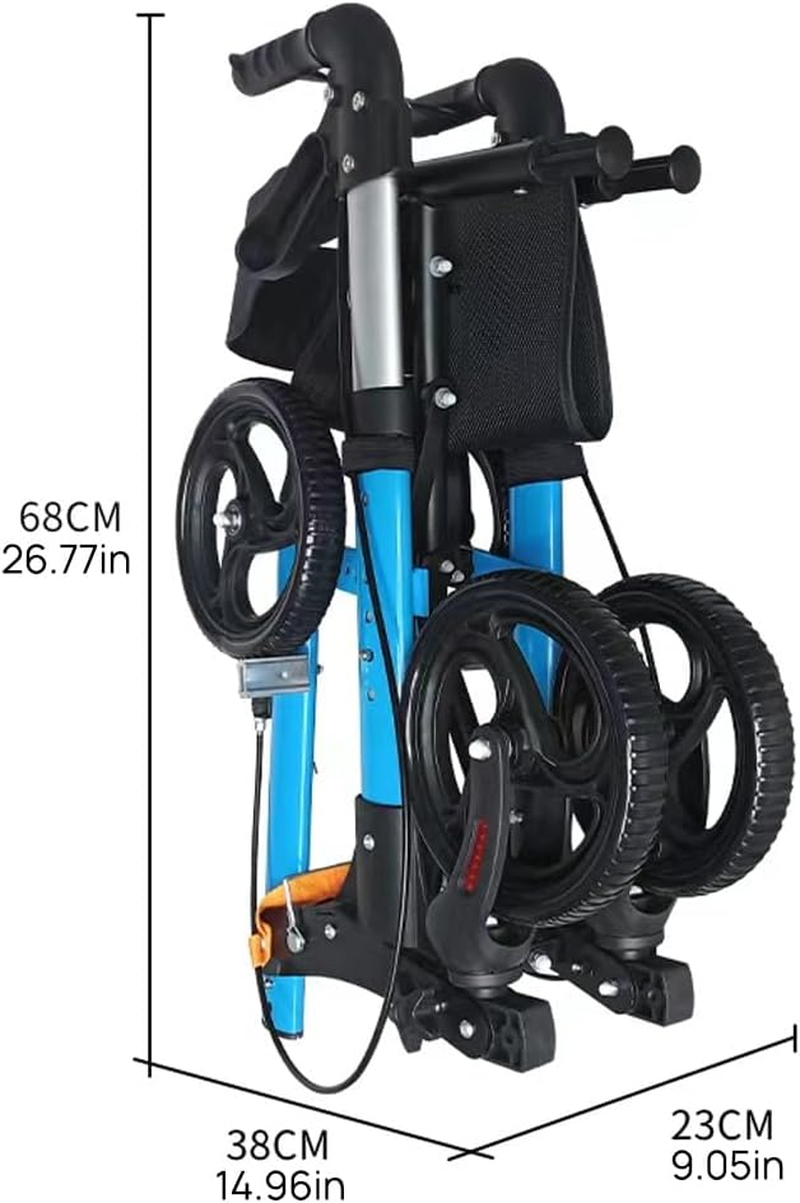 Aluminium Rollator Mobility Walker 4 Wheel Foldable Mobility Walker Mobility Aid with Storage Bag Adjustable Backrest Handles, 120Kg Capacity, Blue (Upgraded Blue) image number 5