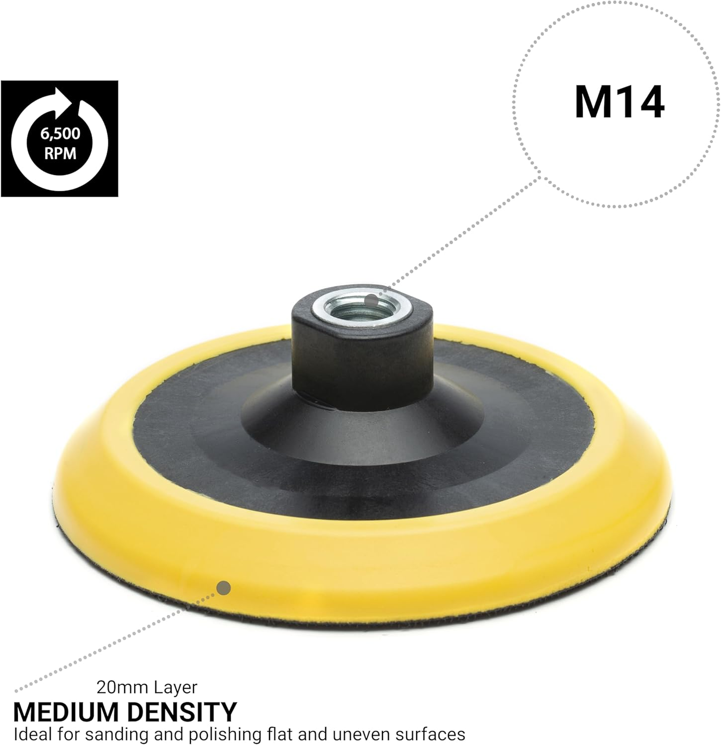 Glass Polish (125Mm) Universal Backing Pad with M14X2 Thread for Rotary Polishing Machines - GP12610 image number 2